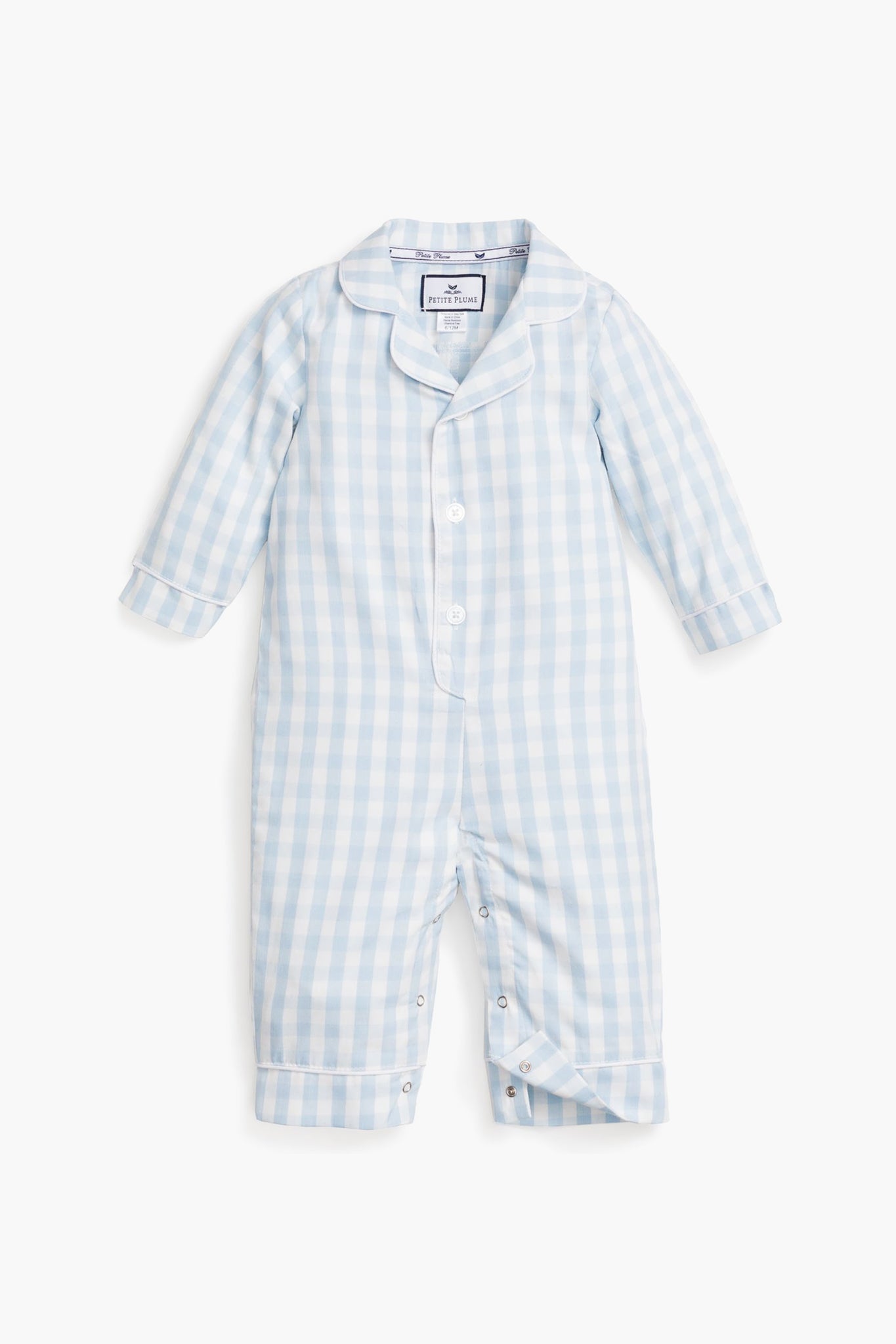 Infant Light Blue Gingham Romper-Beilave