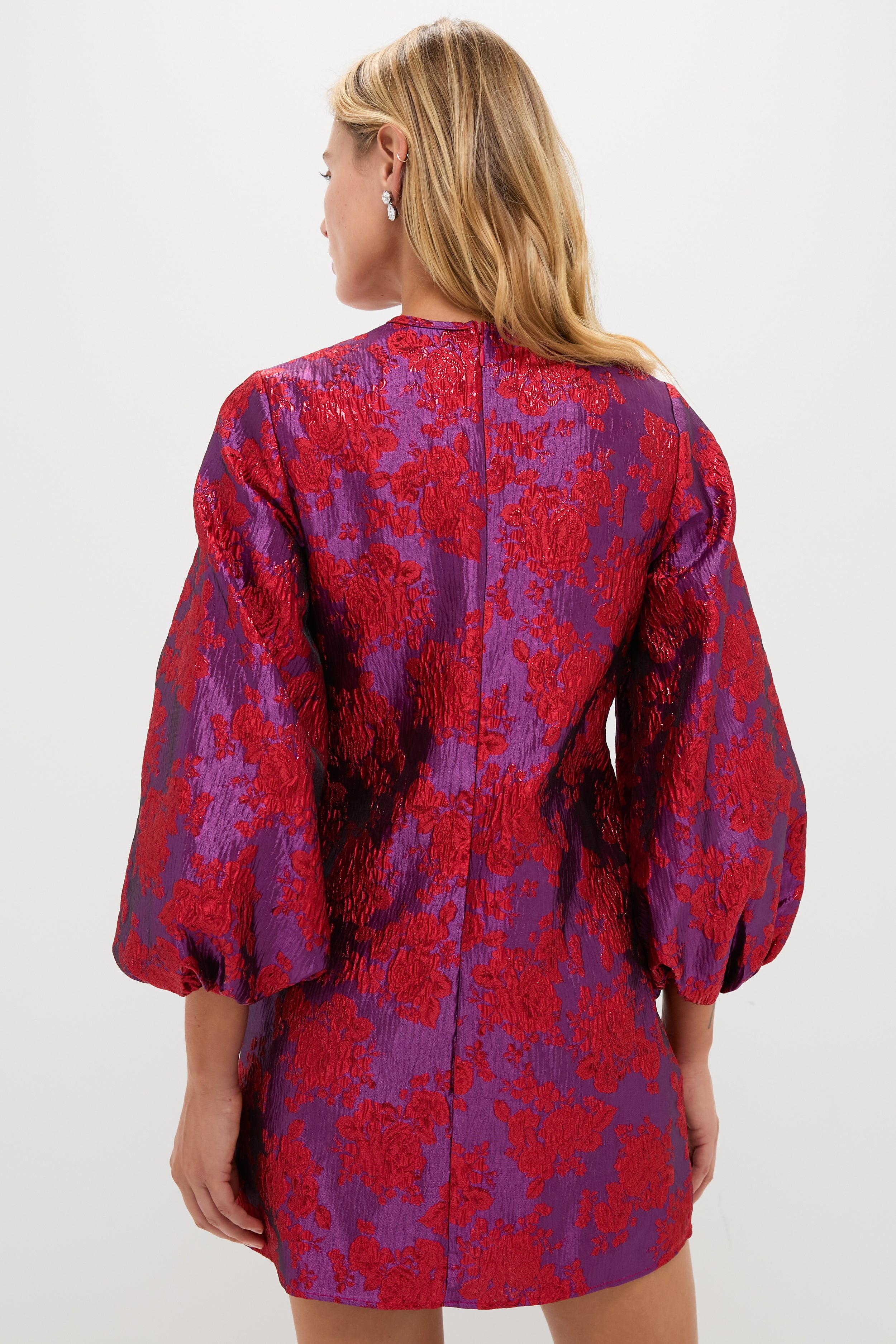 Red & Purple Jacquard Janie Mini Dress-Beilave