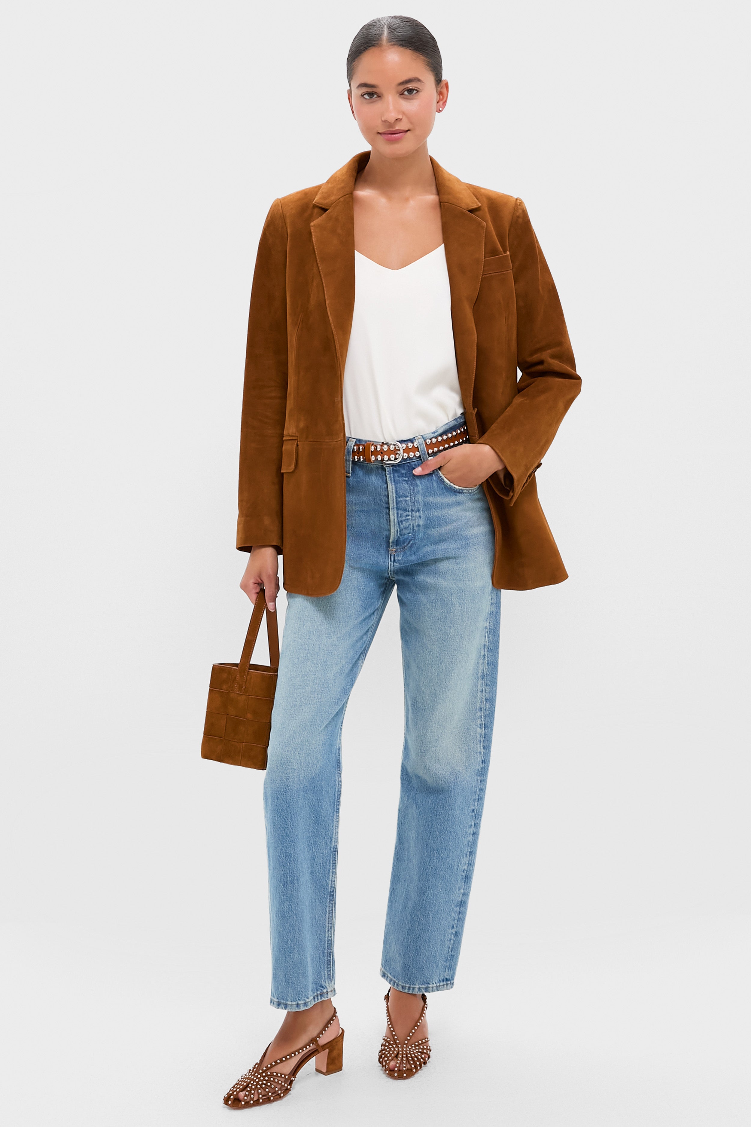 Cacao Suede Studded Priscilla Heels-Beilave