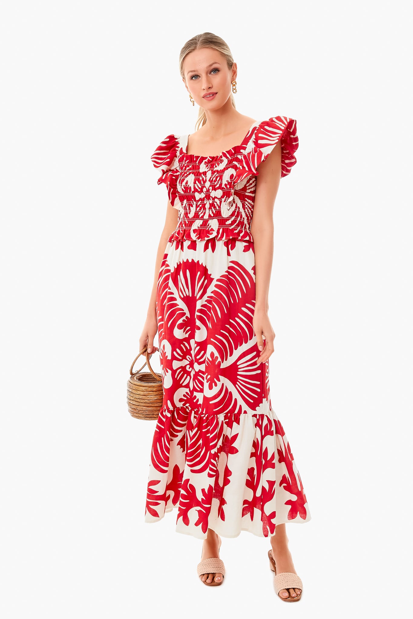 Ruby Henrietta Print Smocked Slip Dress-Beilave
