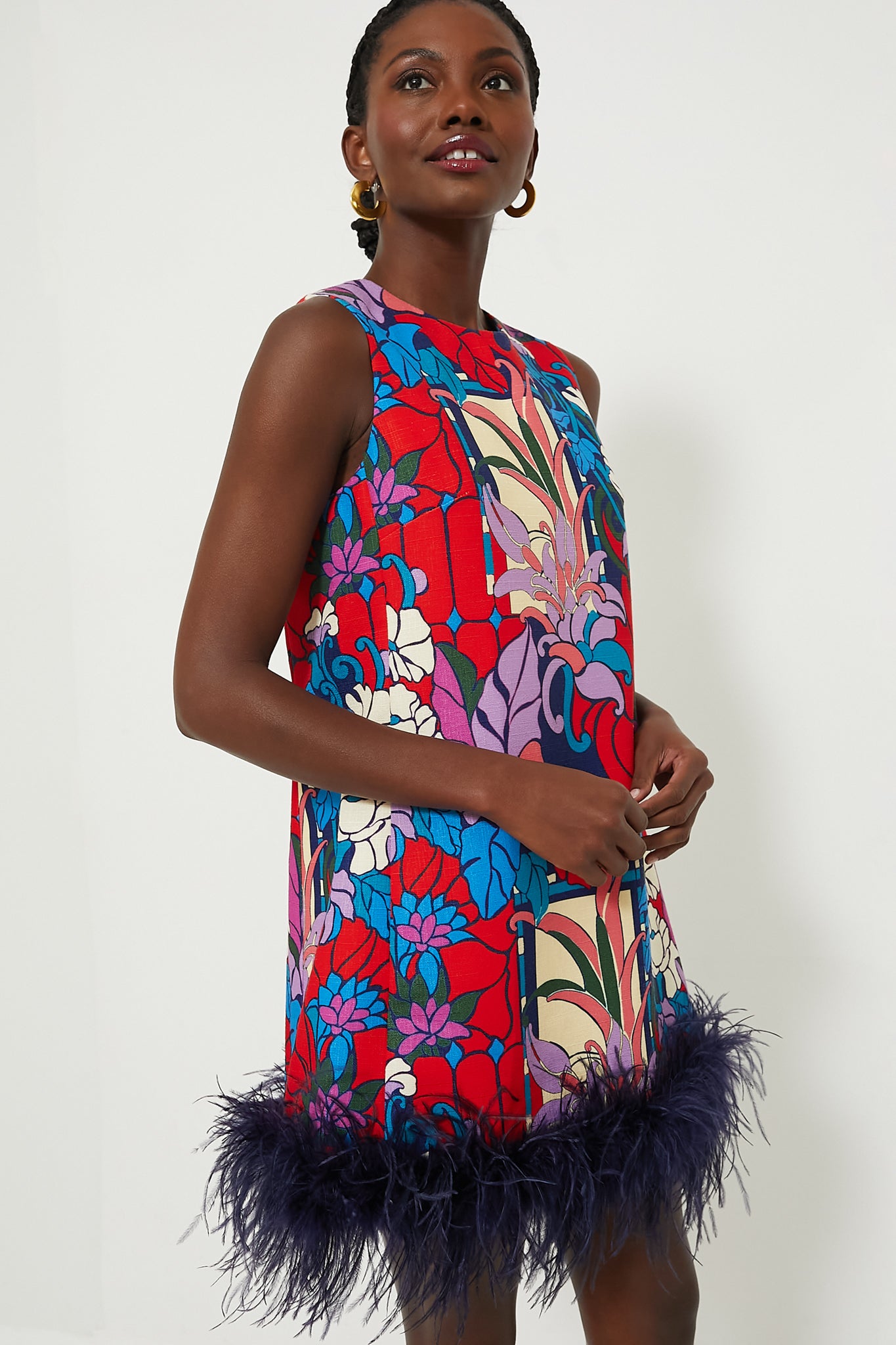 Climbing Cosmos Sleeveless Mod Ellie Dress-Beilave