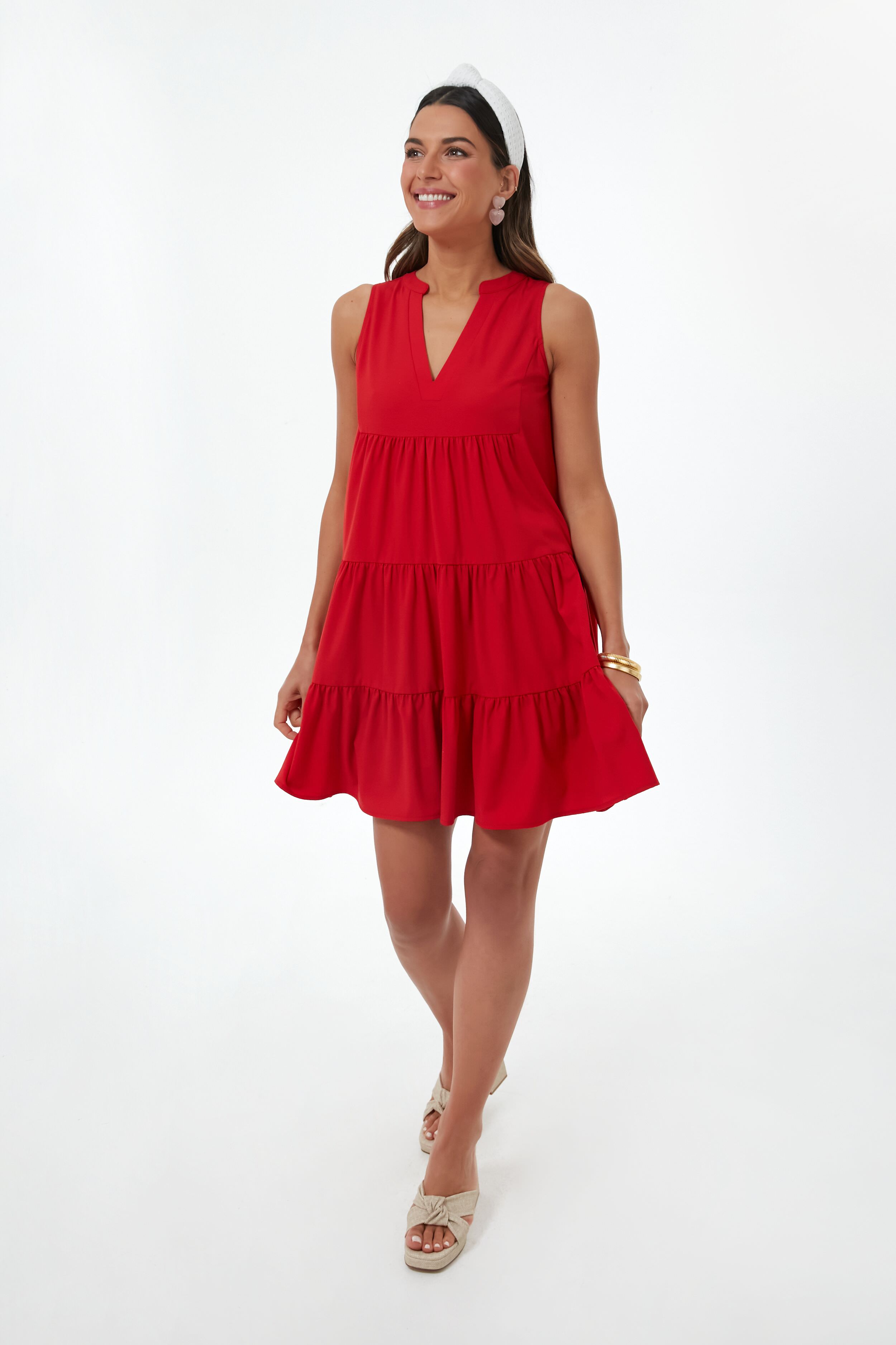 Red Crepe Sleeveless Kenzo Dress-Beilave