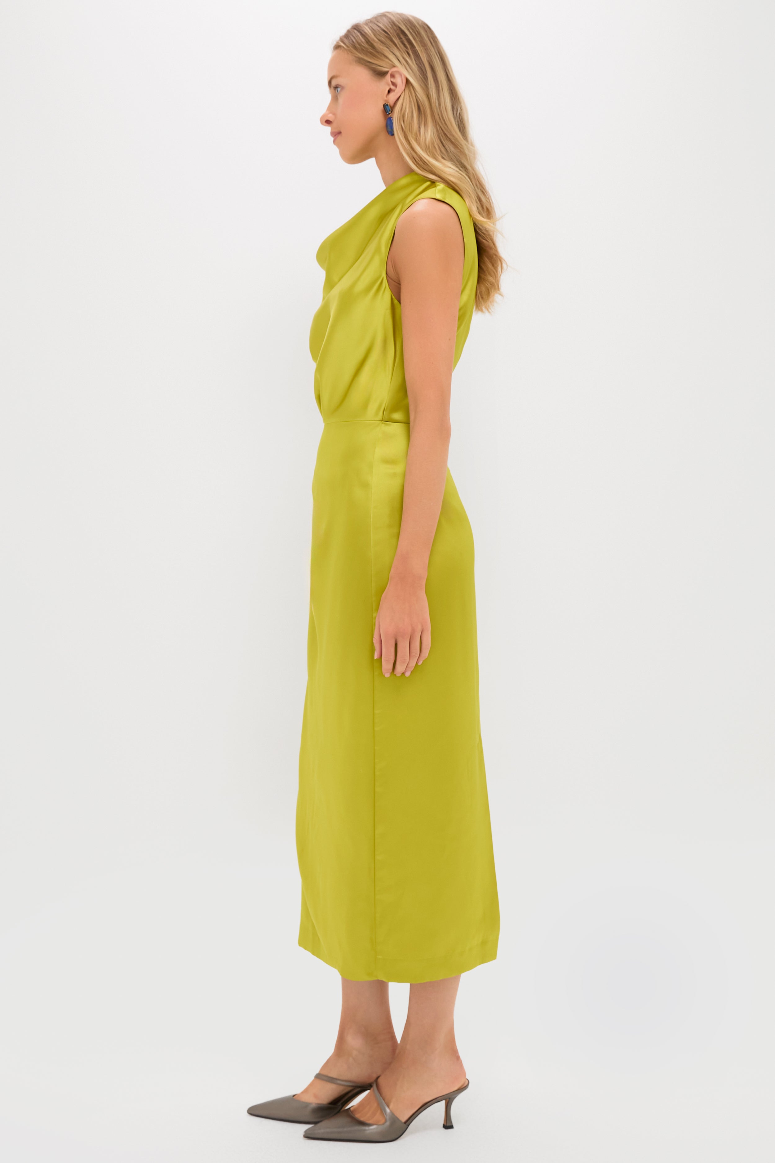 Chartreuse Satin Sinclair Dress-Beilave