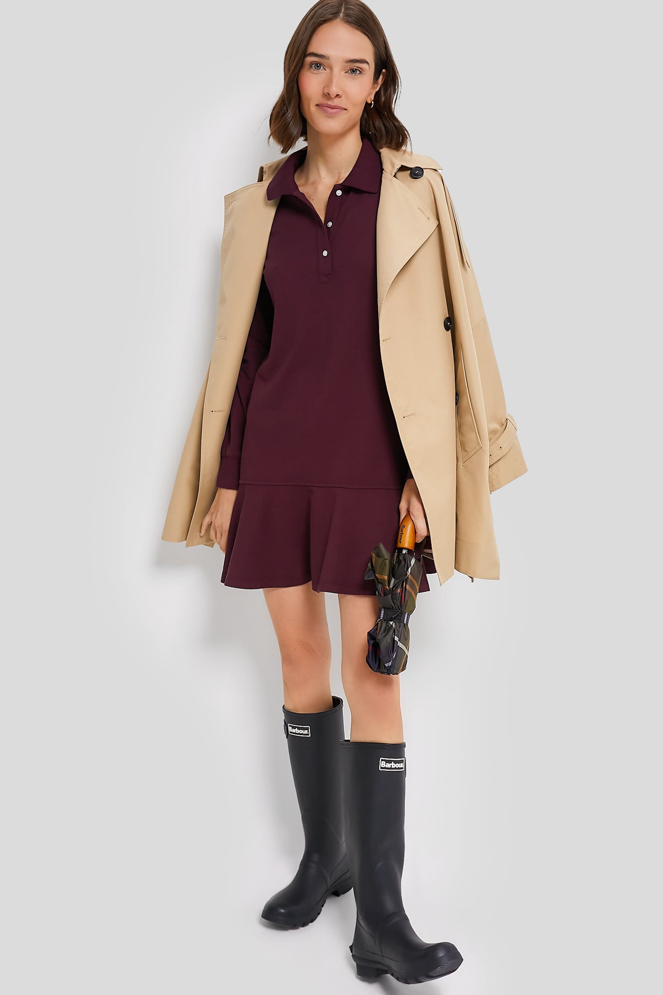 Winetasting Long Sleeve Pique May Polo Dress-Beilave