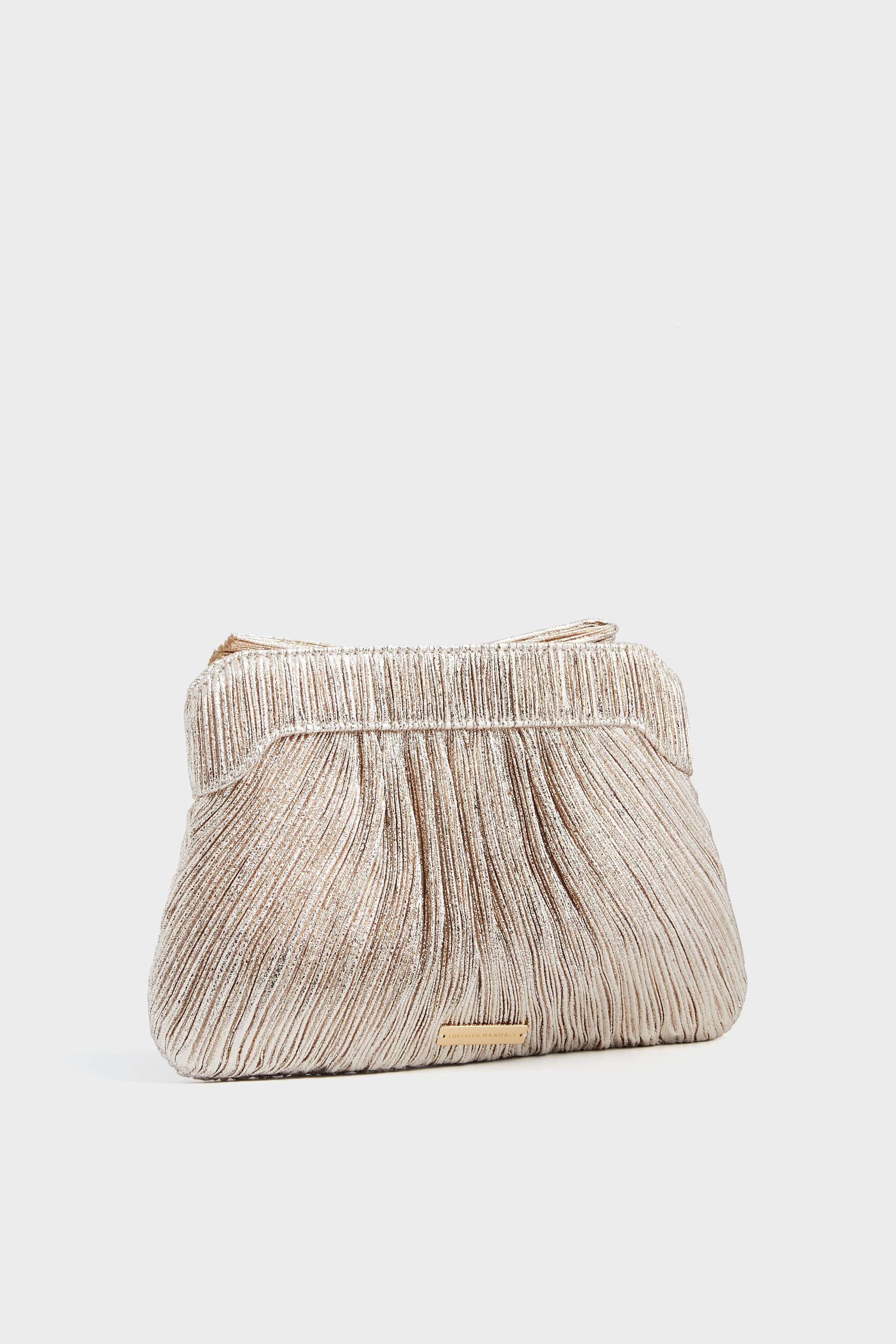 Champagne Shimmer Rayne Pleated Frame Clutch-Beilave