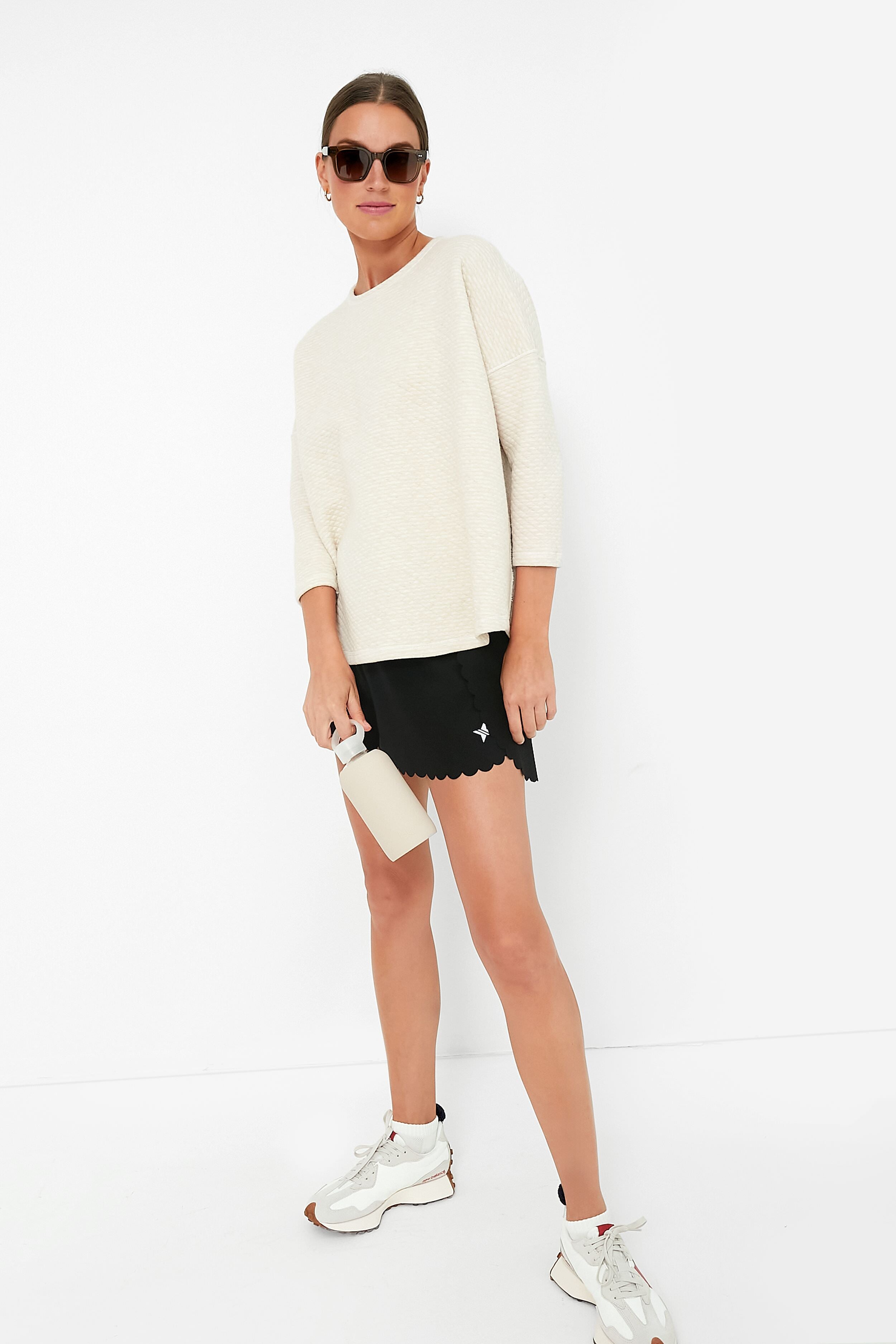 Reversible Heathered Ivory Ally Swing Sweatshirt-Beilave
