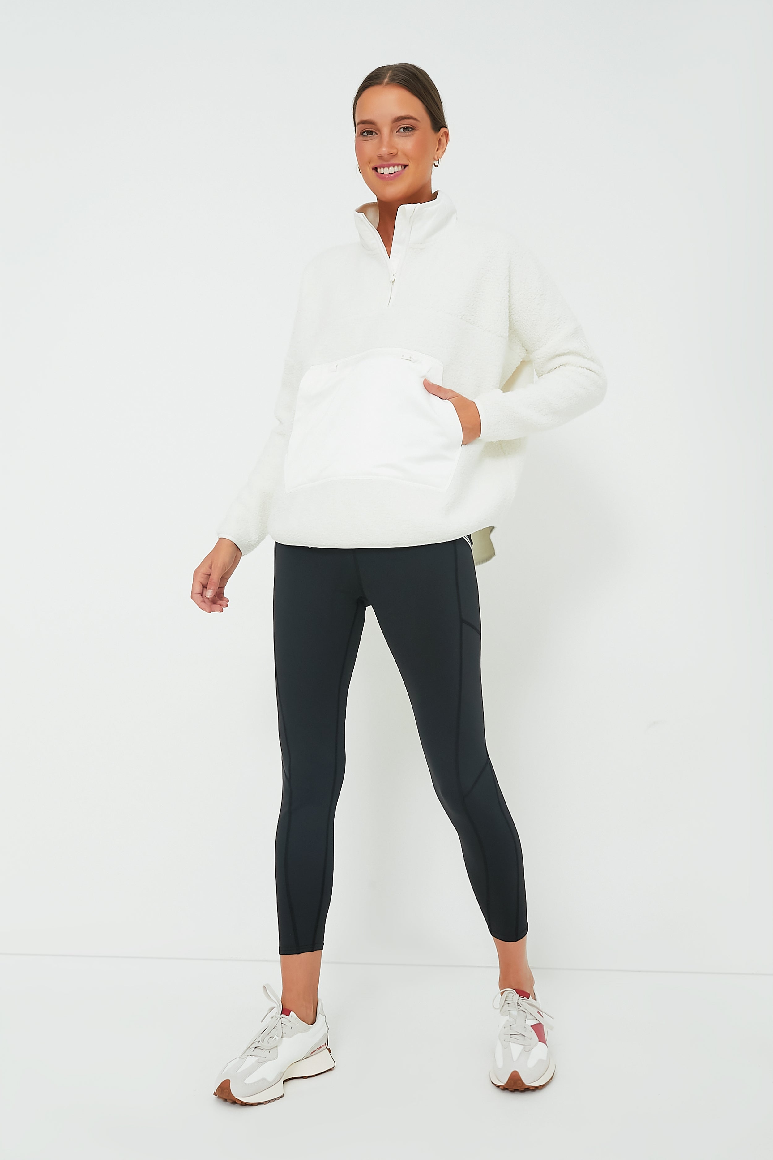 White Fleece Cady Quarter Zip-Beilave