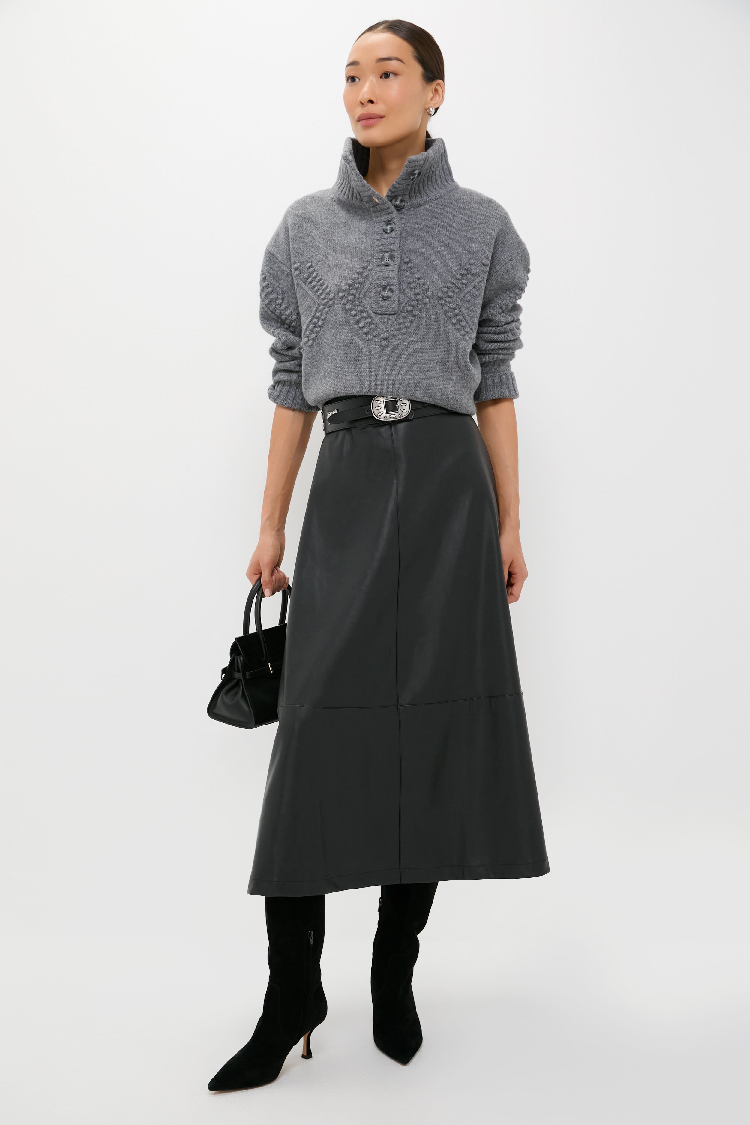 Gray Henry Button-Up Sweater-Beilave