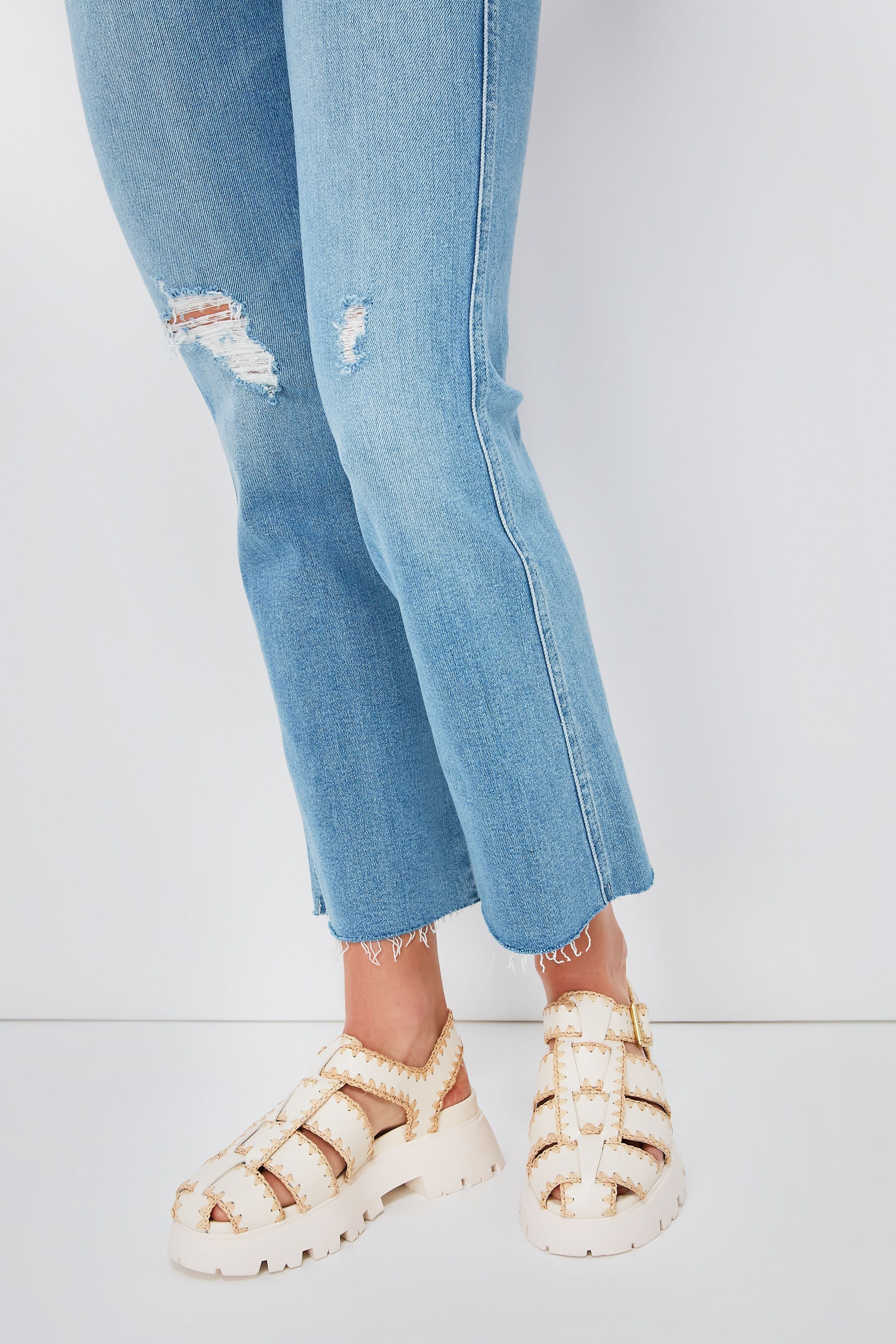 Cream Leather Talia Platform Fisherman Sandal-Beilave