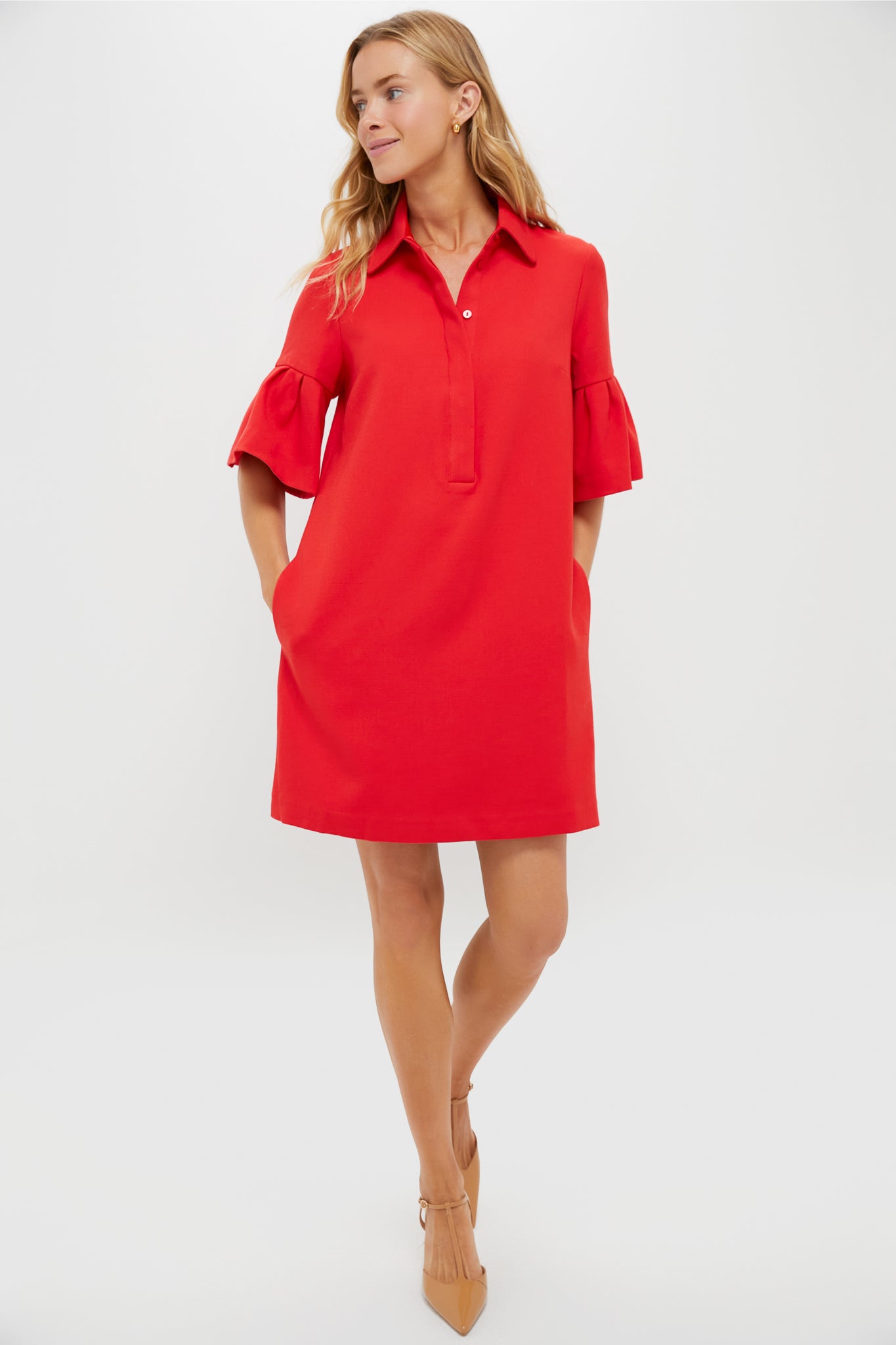 Red Crepe Massey Dress-Beilave