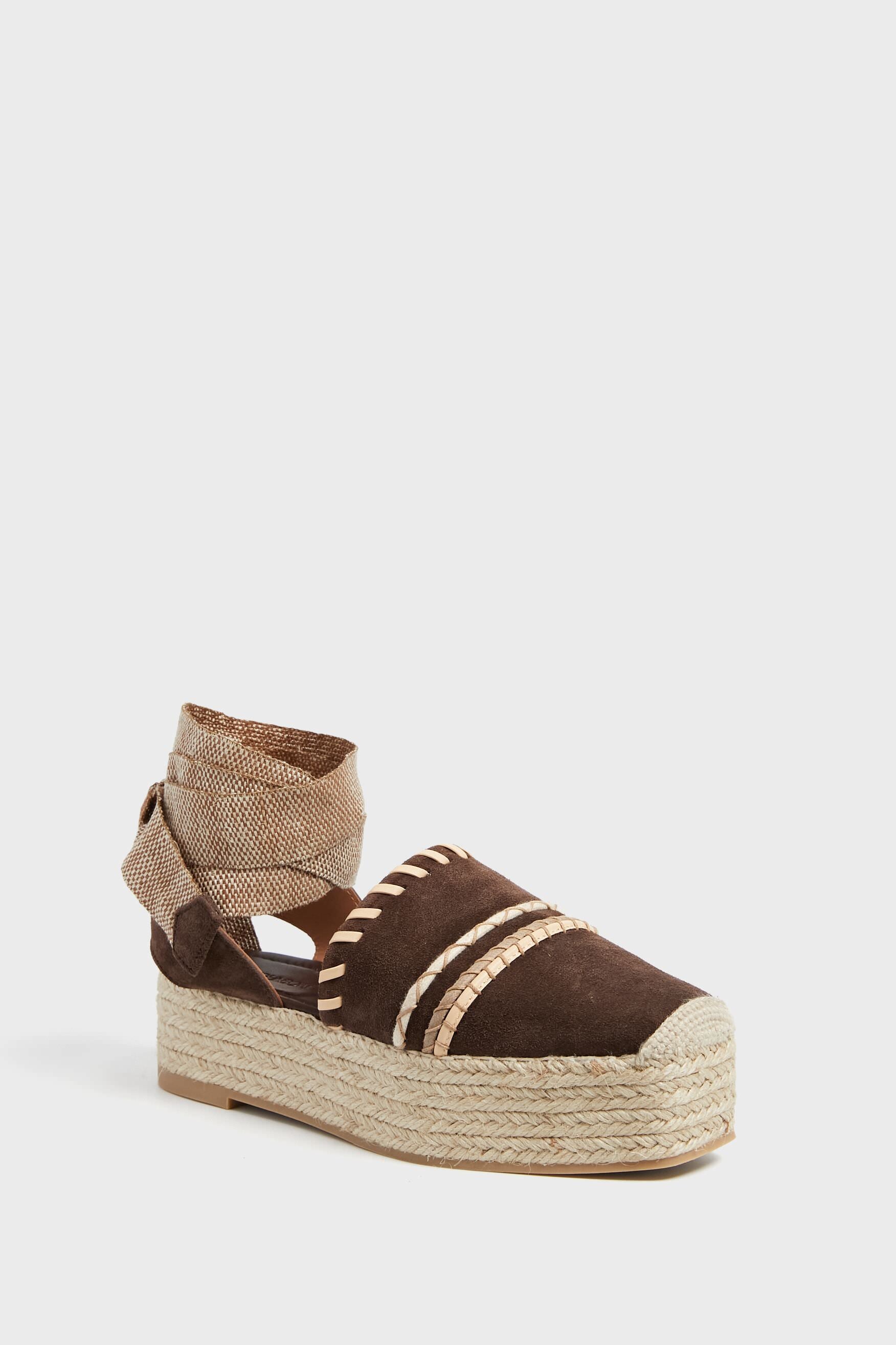 Dark Brown Stitch Detail Espadrilles-Beilave