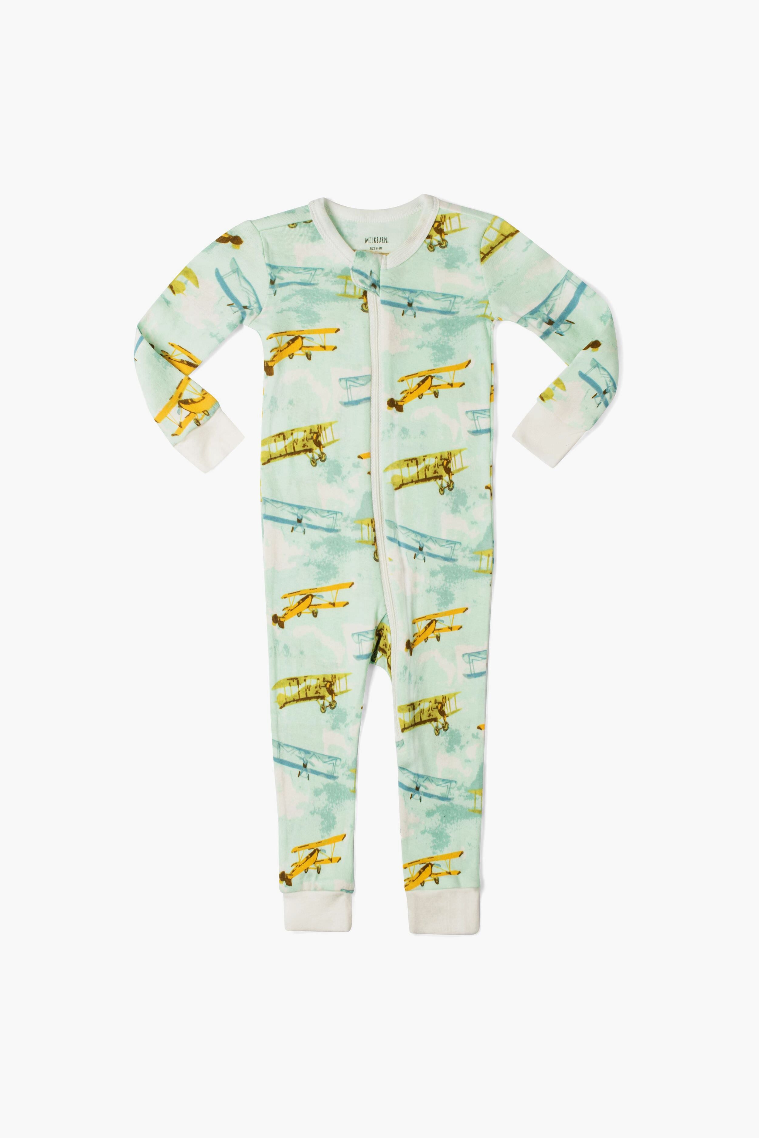 Vintage Planes Organic Cotton Zipper Pajama-Beilave