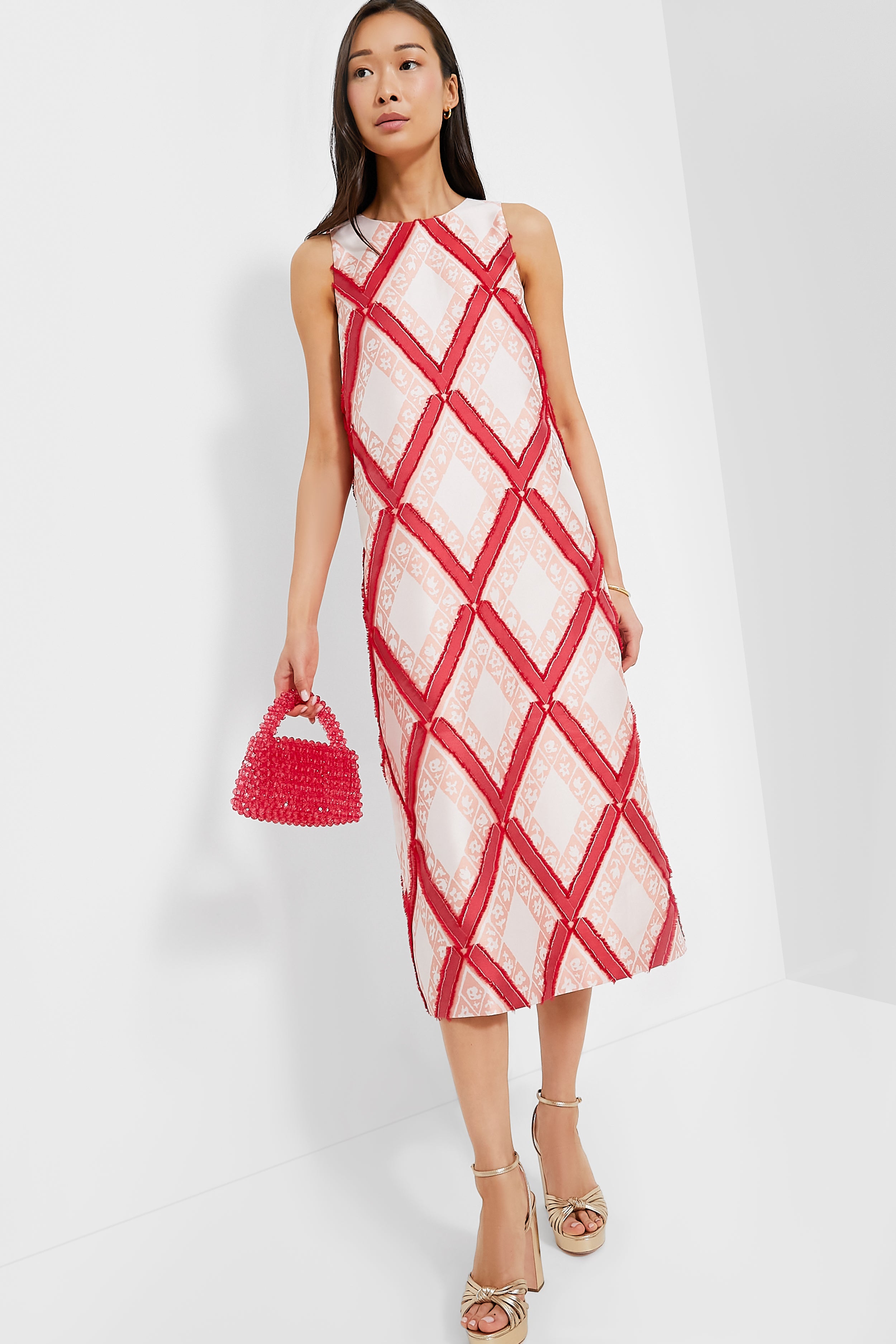 Vermillion Trellis Fil Coupe Francine Dress-Beilave