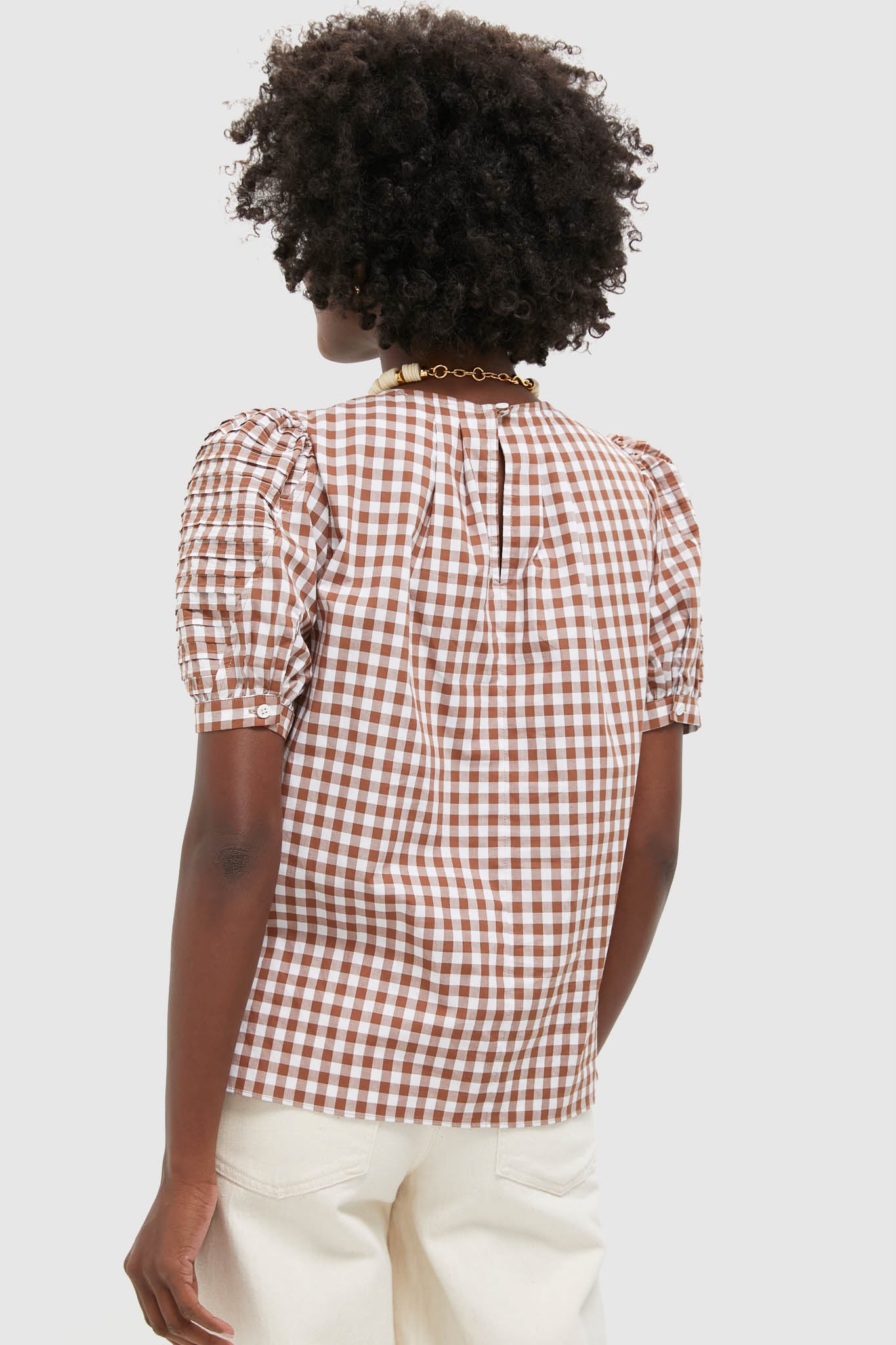 Brown Gingham Haven Blouse-Beilave
