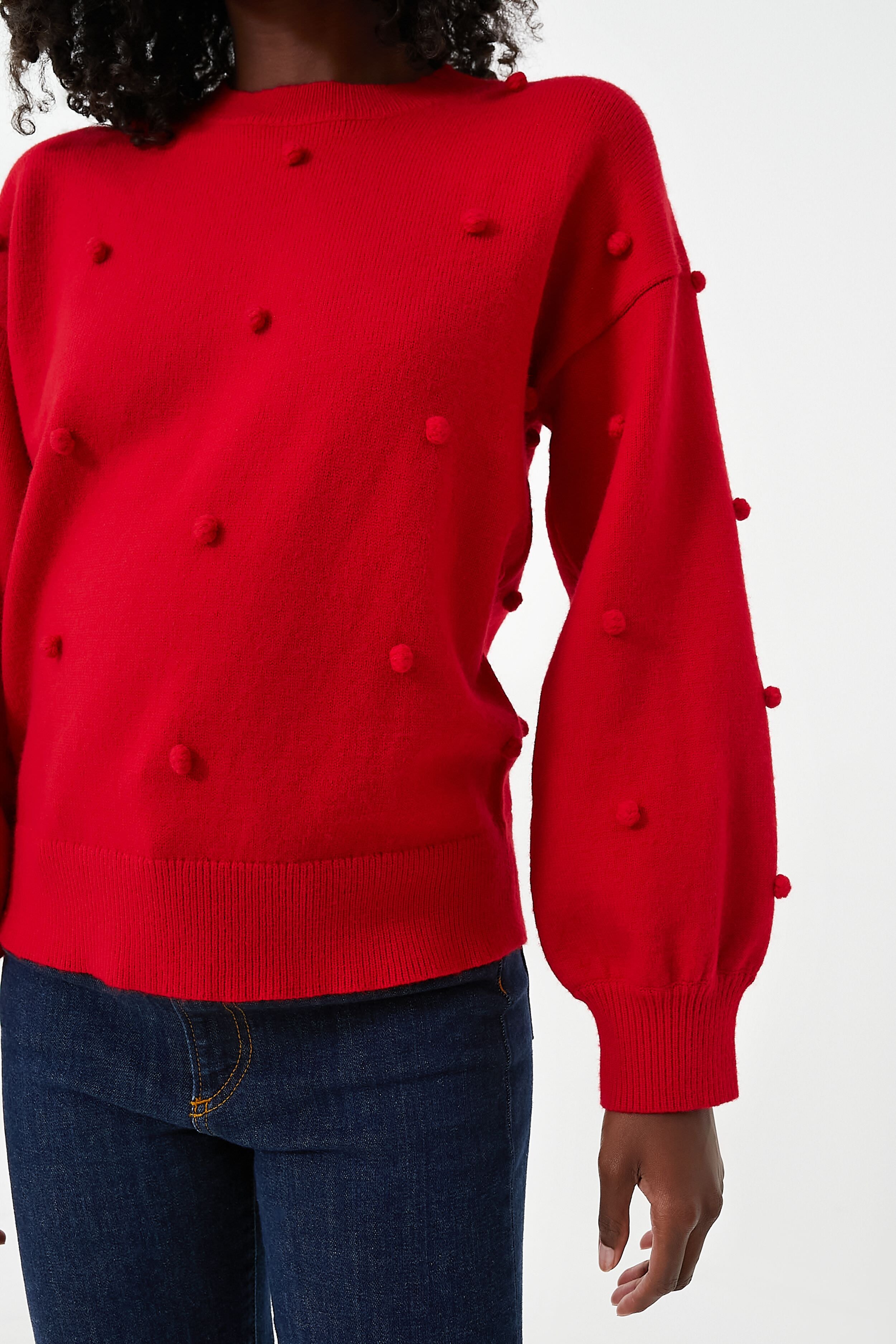 Red Pom Pom Melinda Crewneck Sweater-Beilave