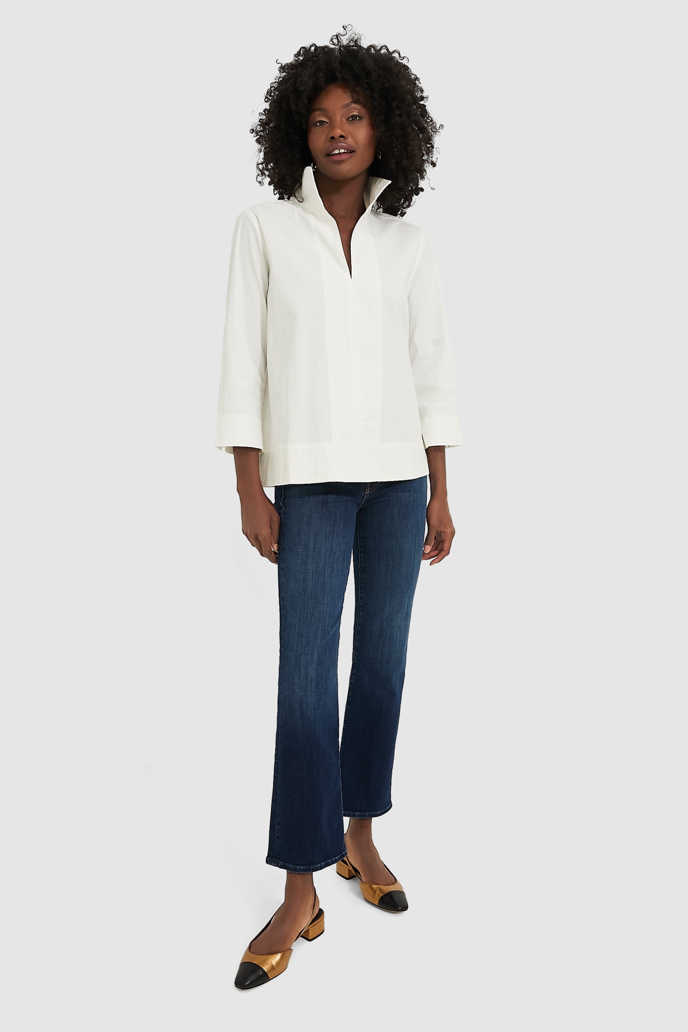 White Margot Stand Collar Blouse-Beilave