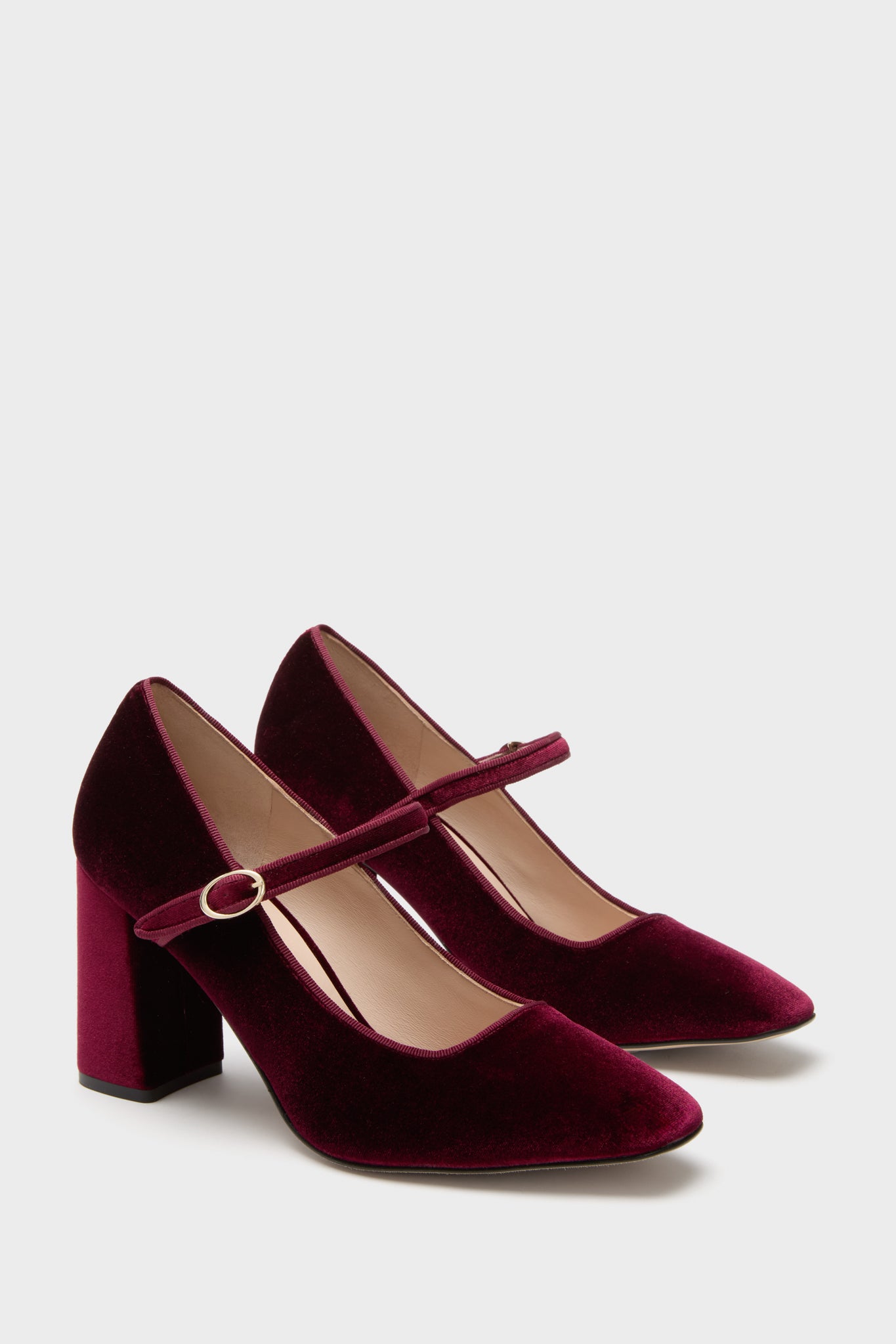 Oxblood Velvet Julia Heels-Beilave