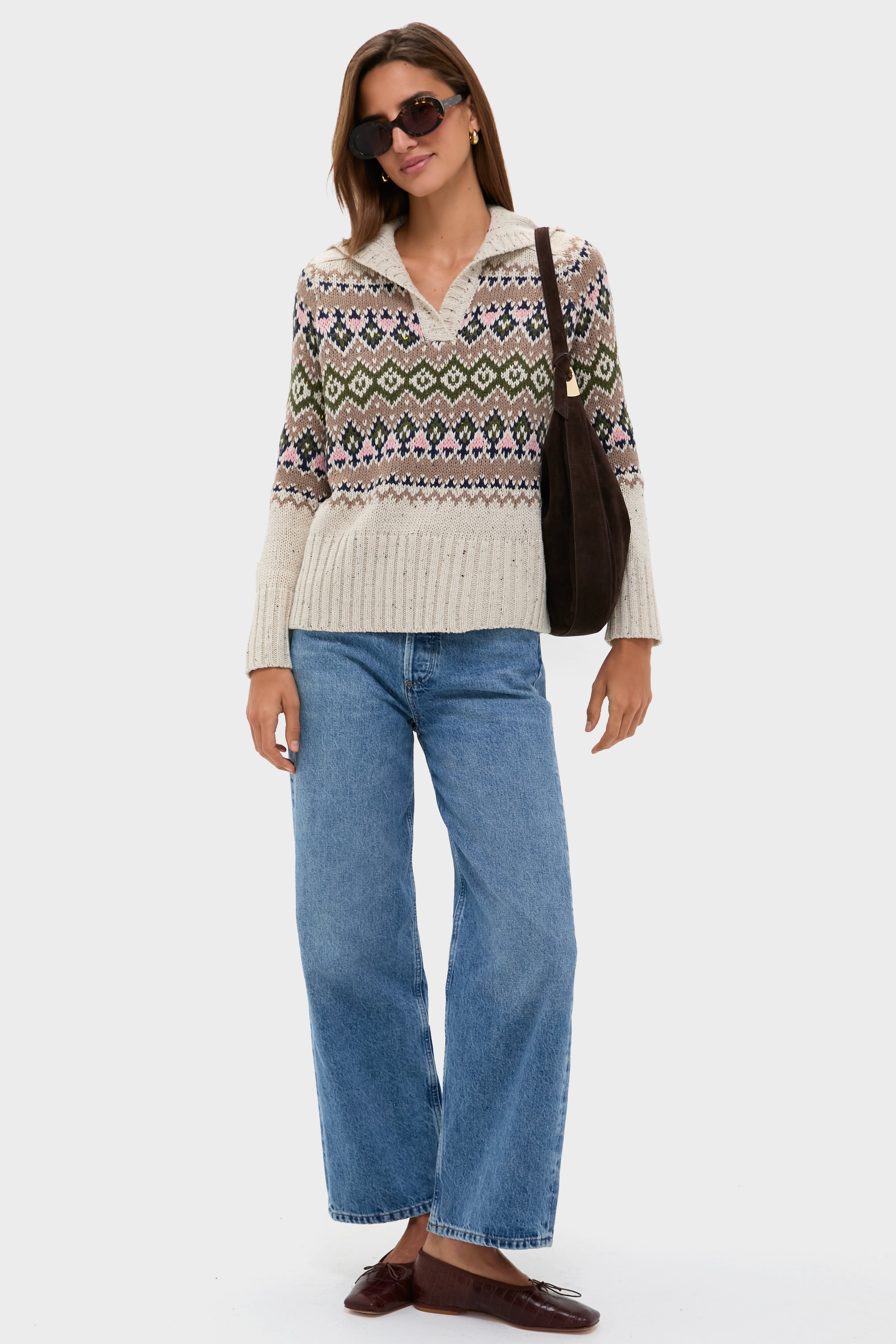 Eggshell Fair Isle Edna Sweater-Beilave