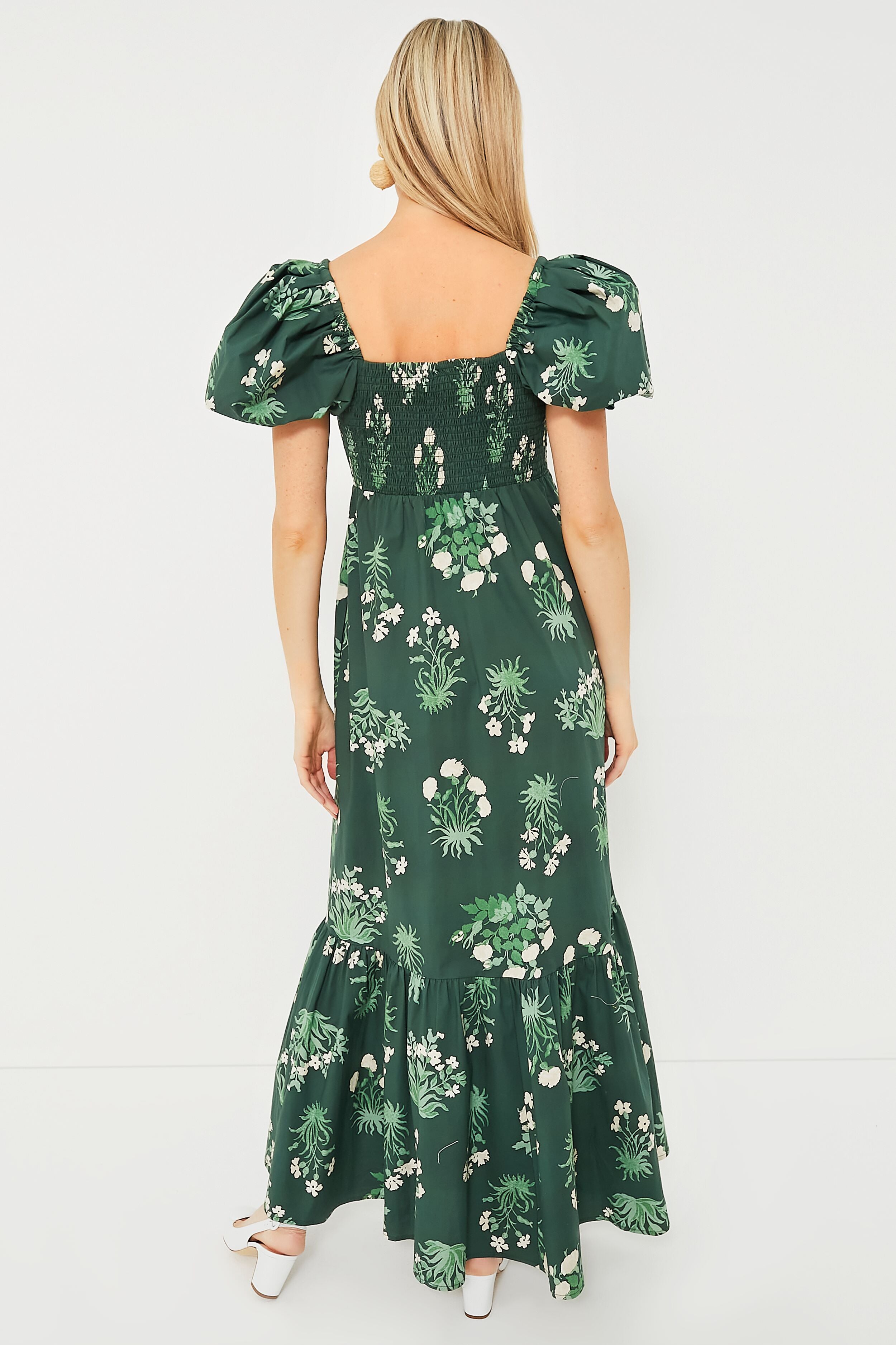 Viridian Stamped Bouquets Gabrielle Dress-Beilave