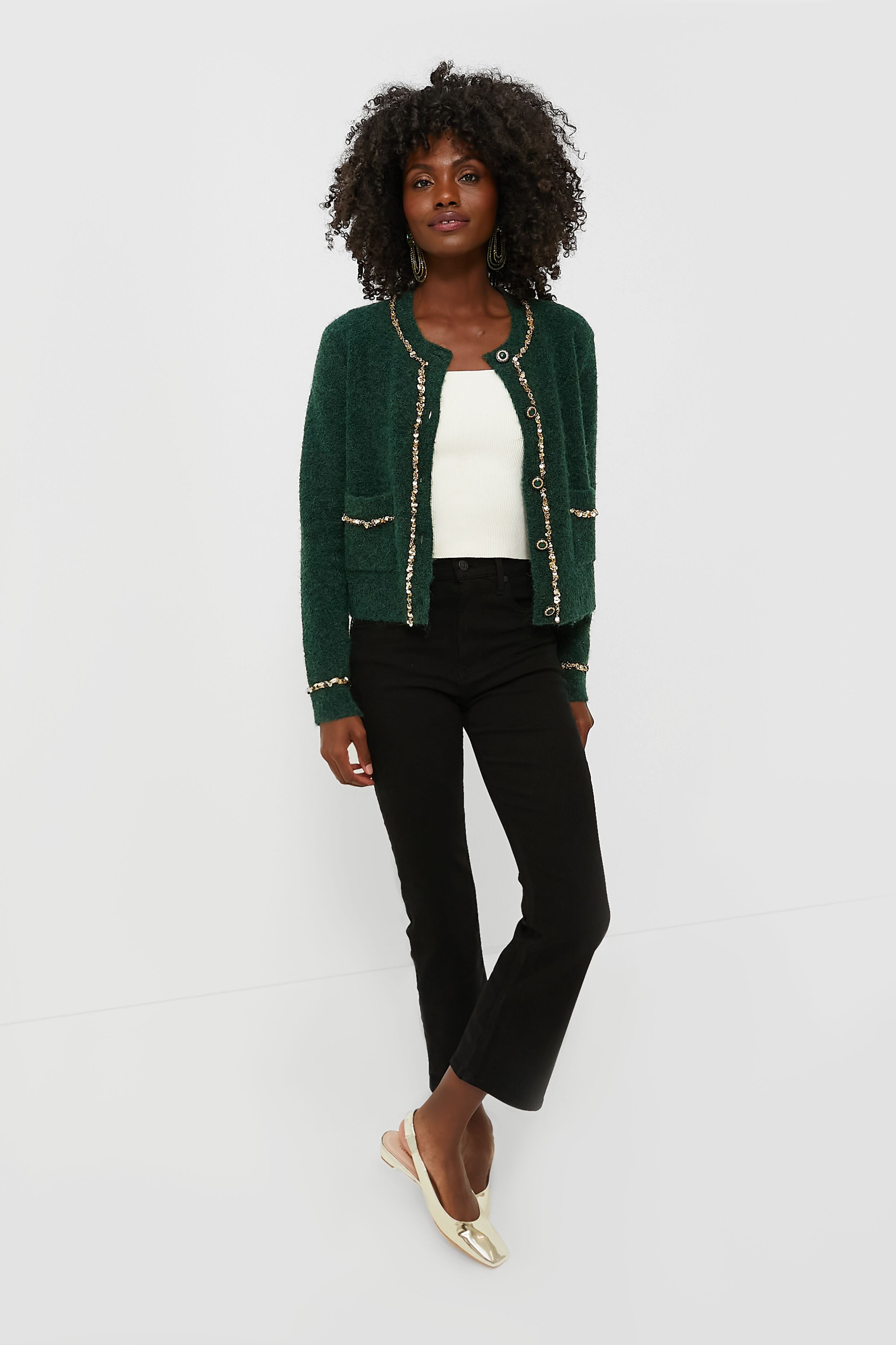 Gold Trimmed Eileen Cardigan-Beilave