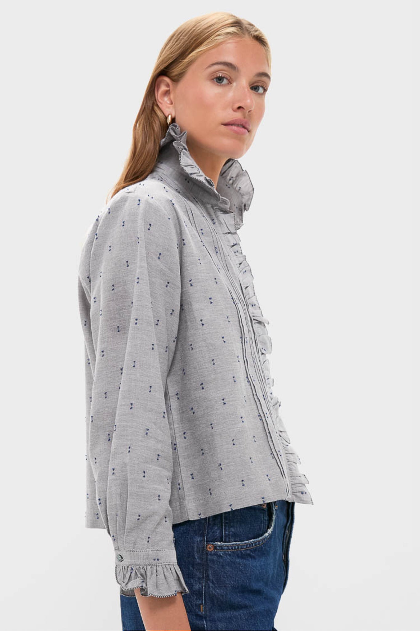 Indigo Dots French Heirloom Shirt-Beilave