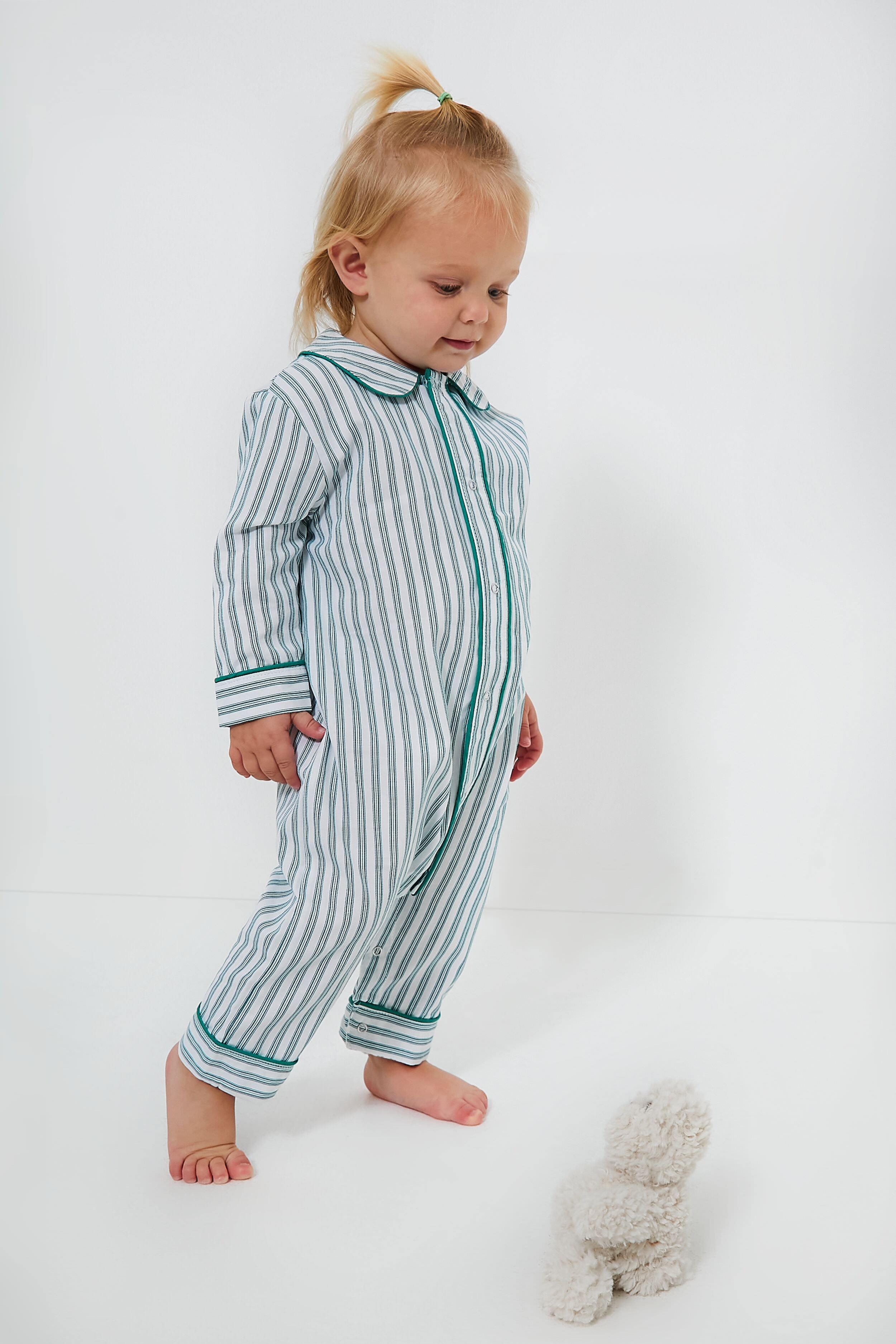 Infant Emerald Ticking Cambridge Romper-Beilave