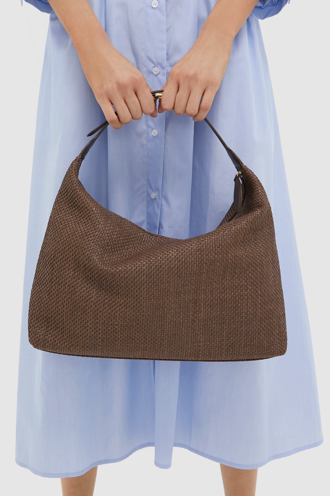 Brown Raffia Pillow Shoulder Bag-Beilave