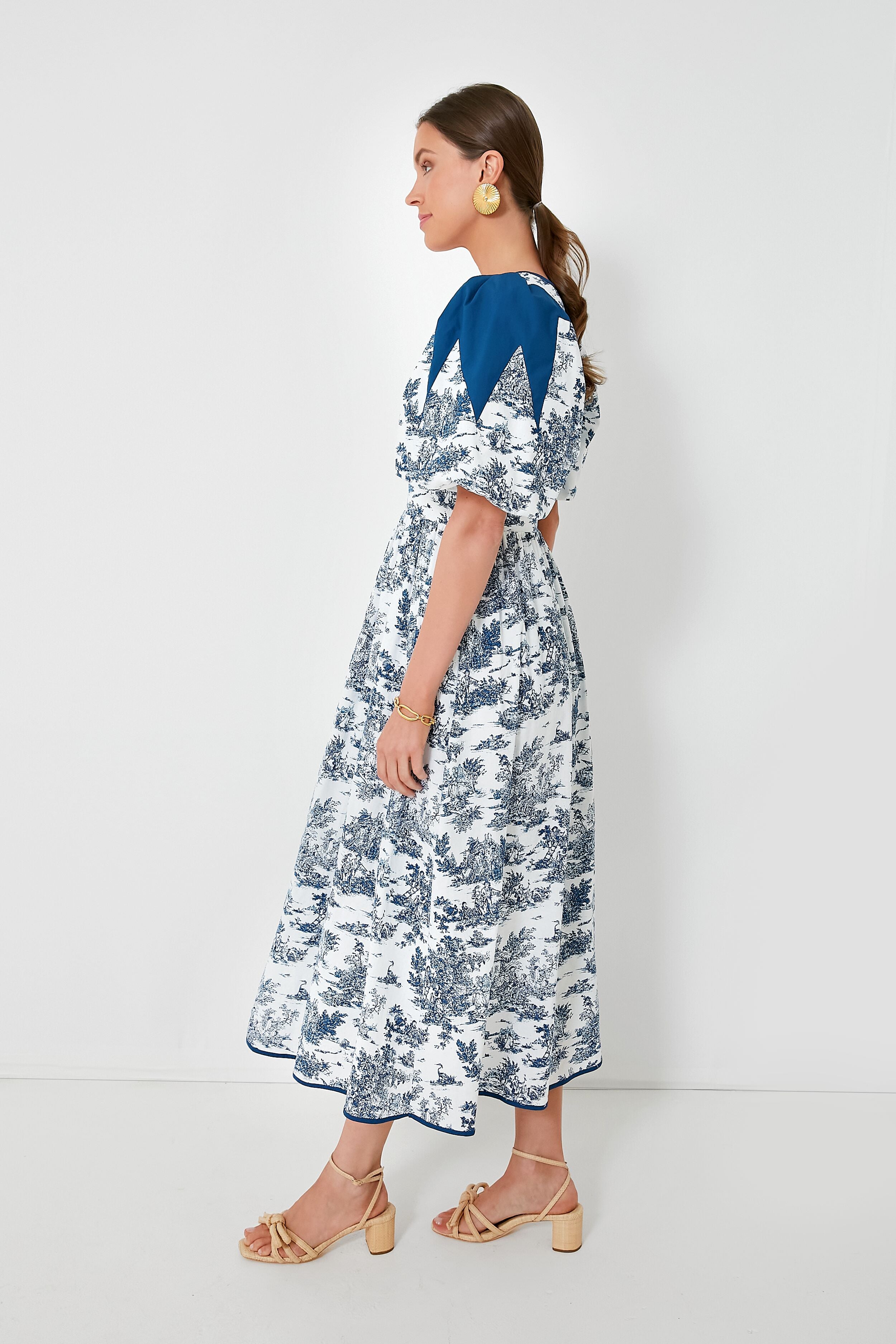 Blue Toile Reynolds Midi Dress-Beilave