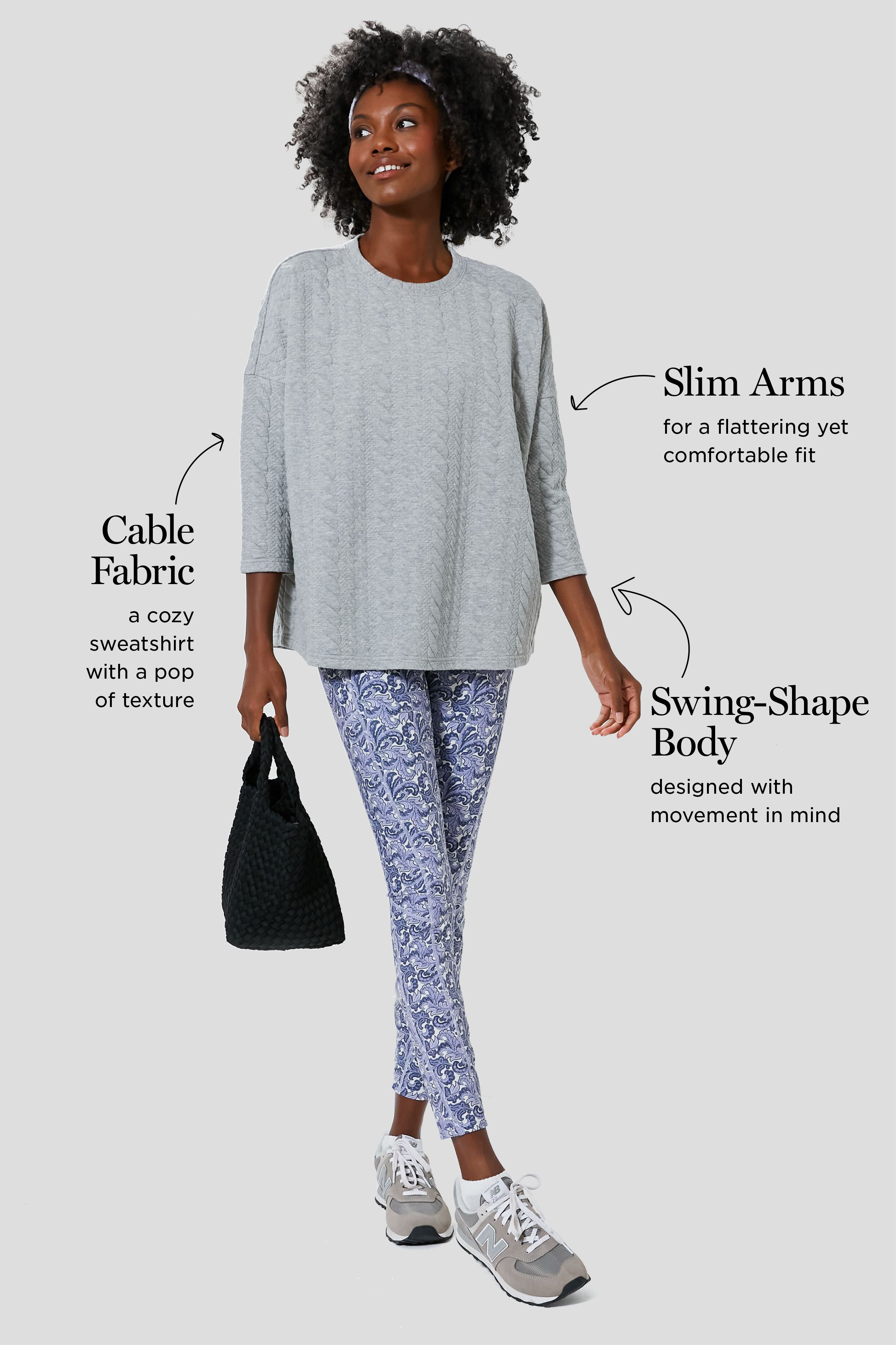 Gray Cable Ally Swing Sweatshirt-Beilave