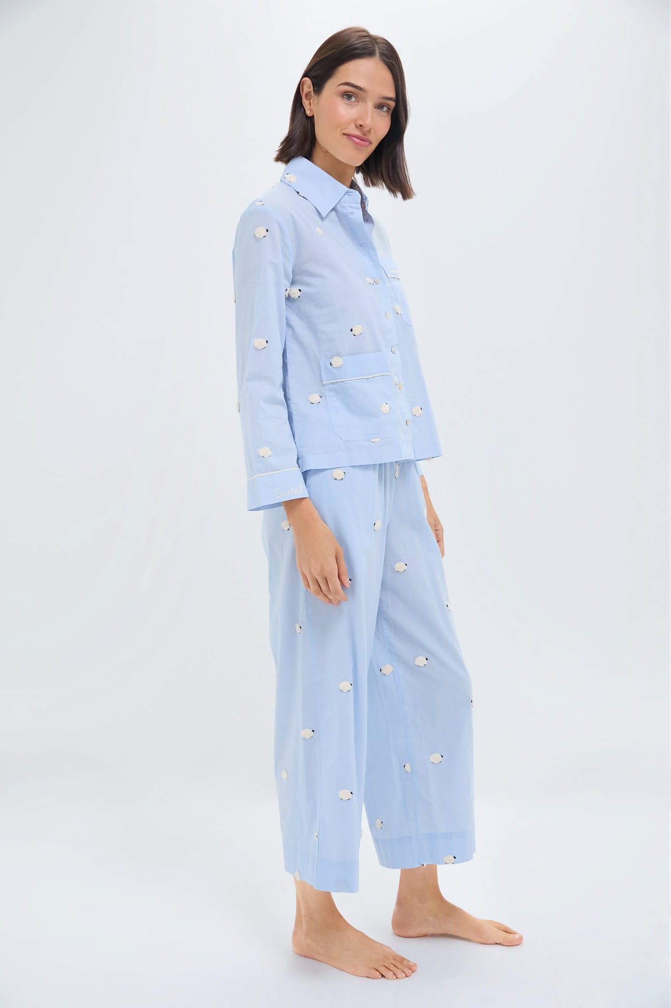 Sky Sheep Sleepwear Button Down PJ Set-Beilave