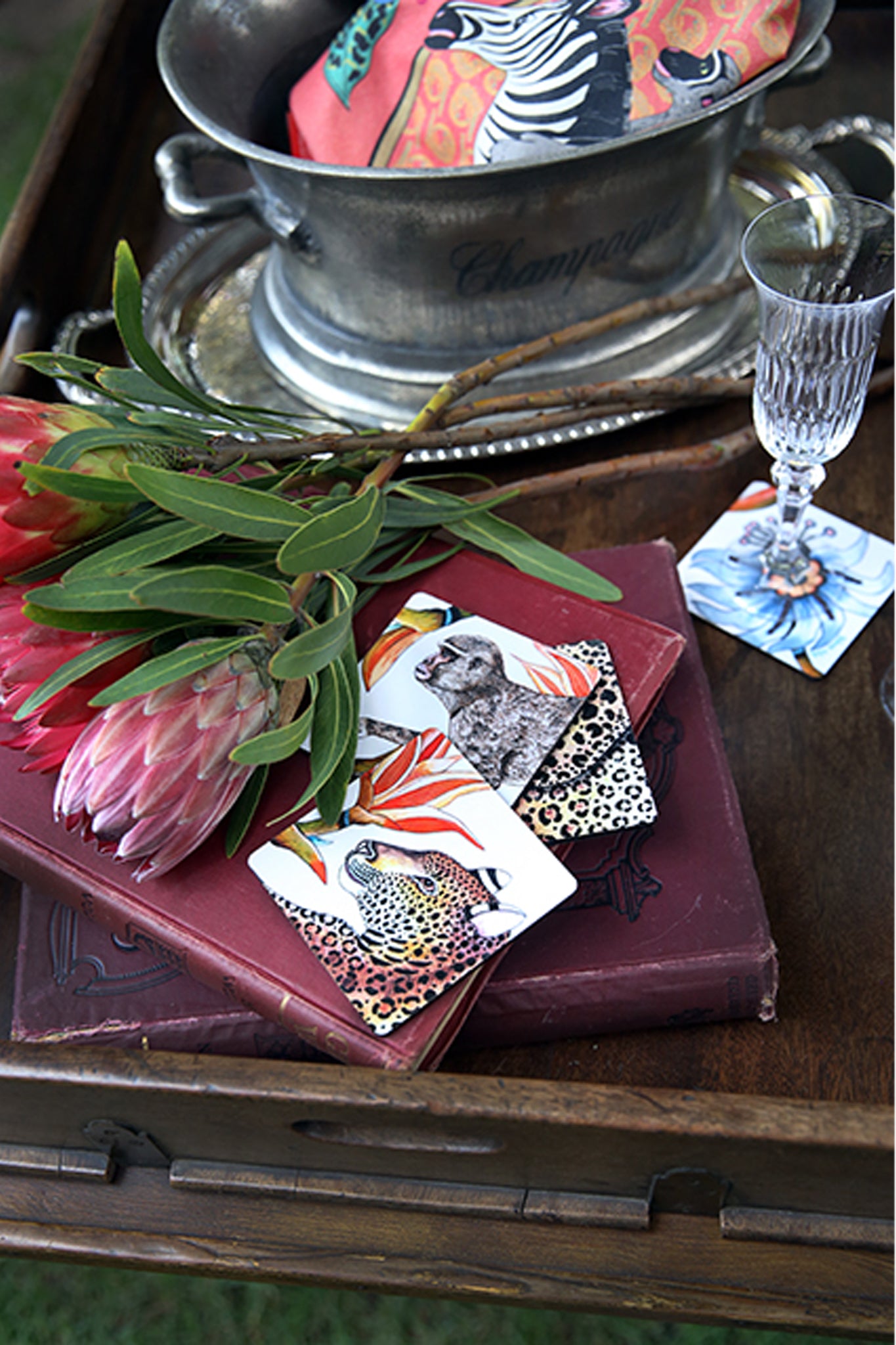 Sandstone Flame Lily Crocodile Coasters-Beilave