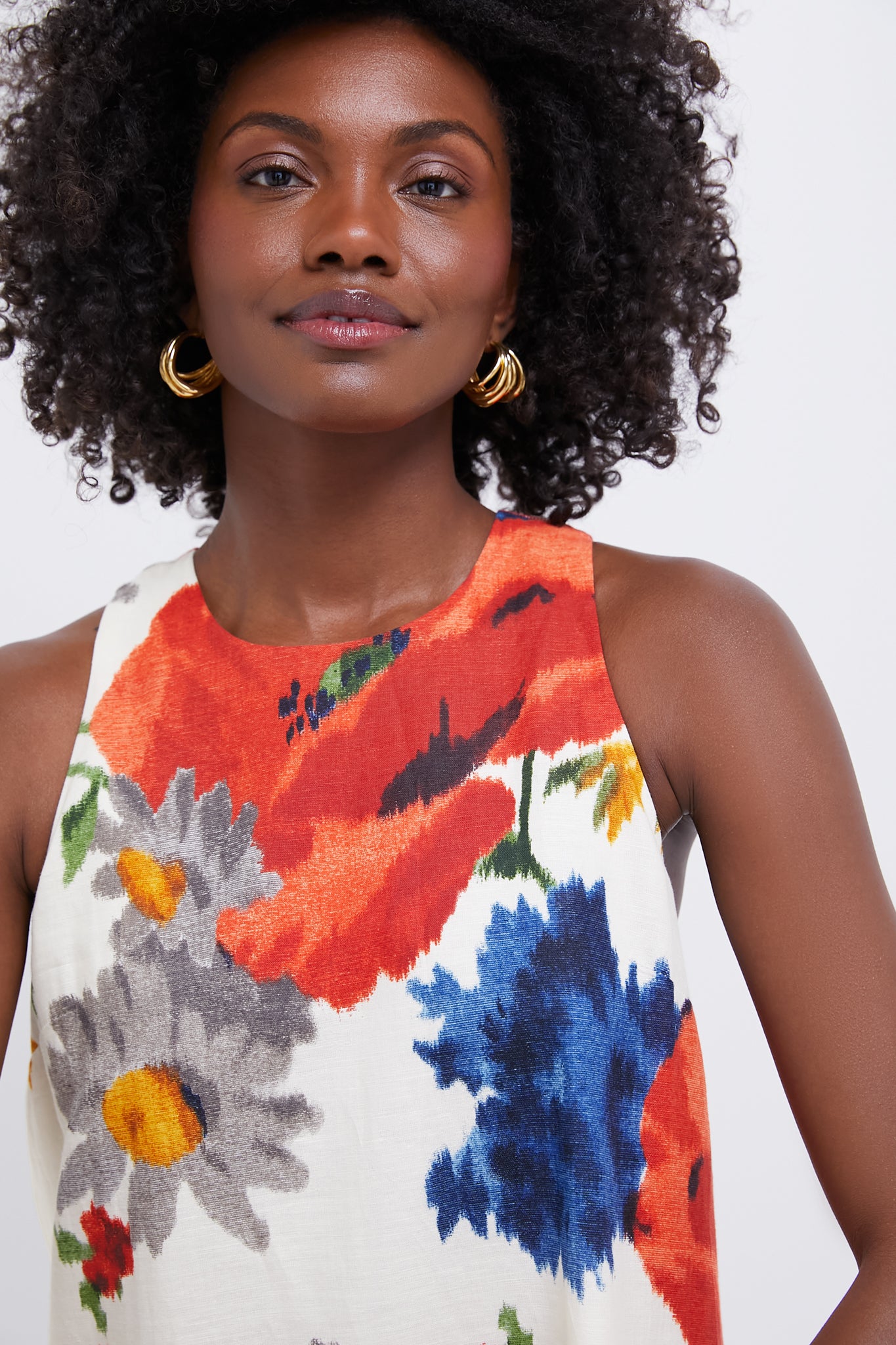 Crimson Poppy Cotton Linen Portia Dress-Beilave