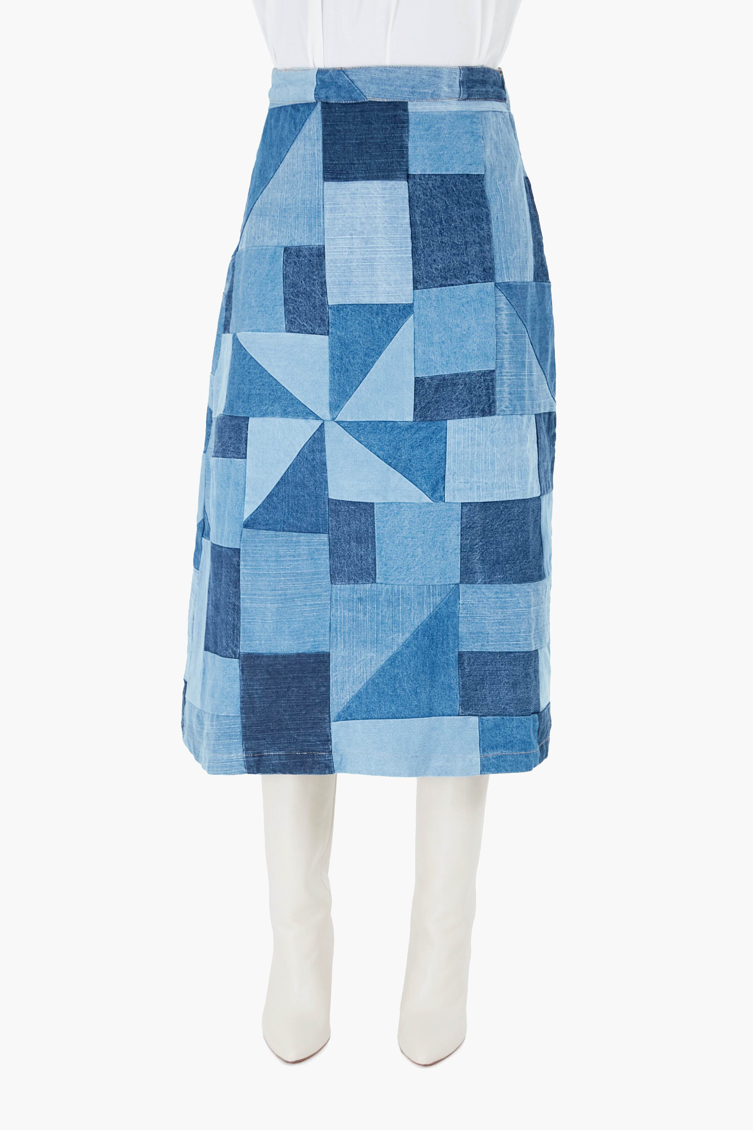 Diego Denim Patched Skirt-Beilave