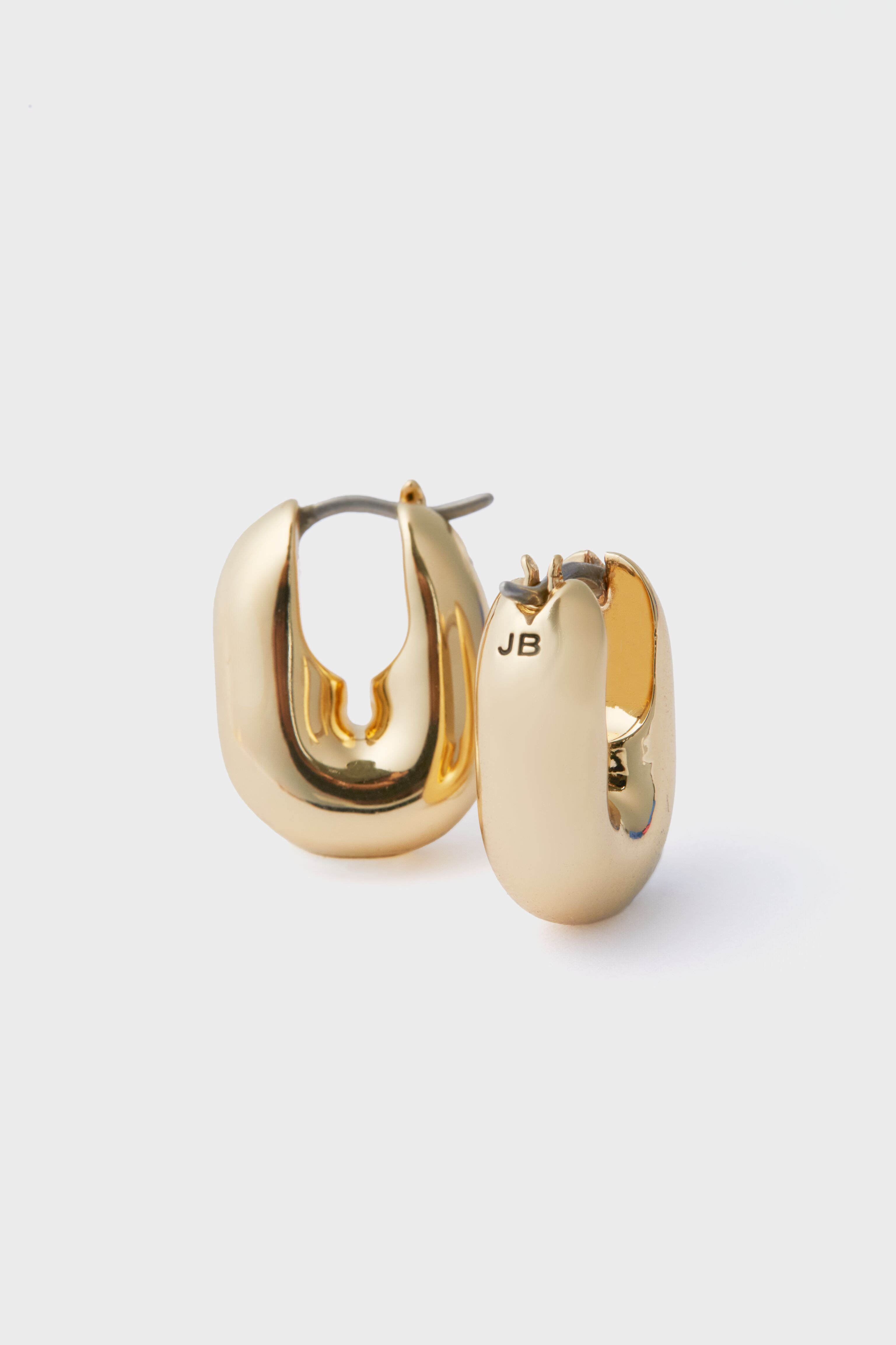 Gold Puffy U-Link Earrings-Beilave
