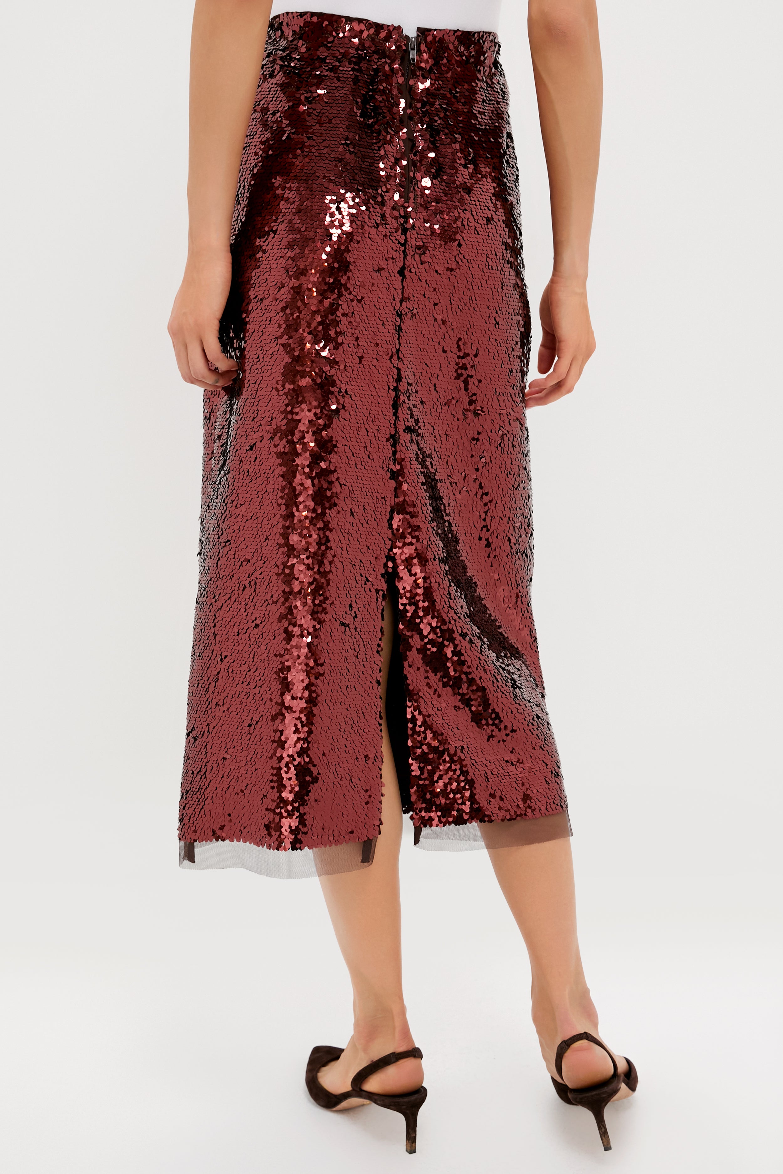 Radiant Bronze Sequin Phillips Midi Skirt-Beilave