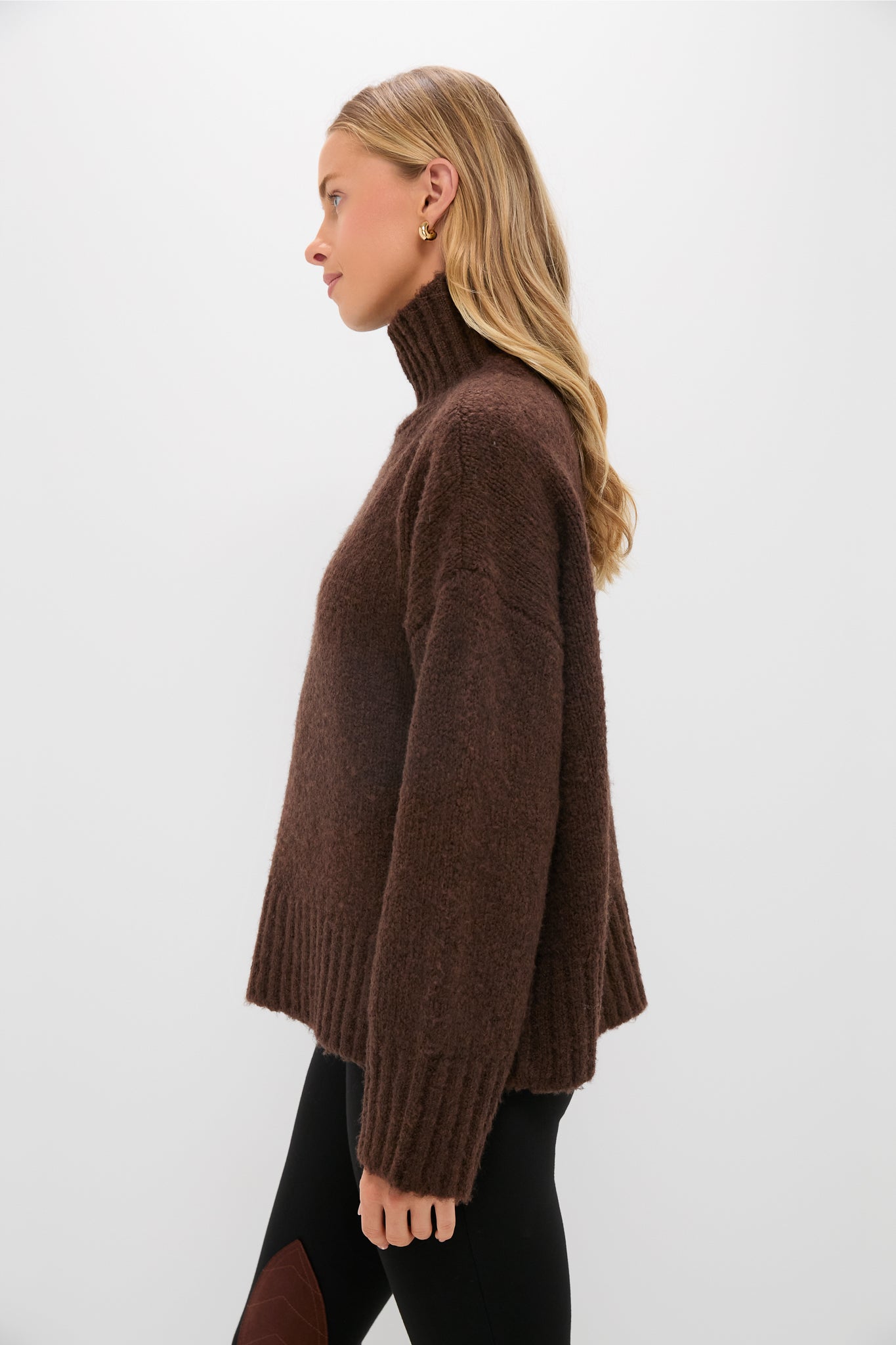 Chocolate Boucle Hannah Turtleneck Sweater-Beilave