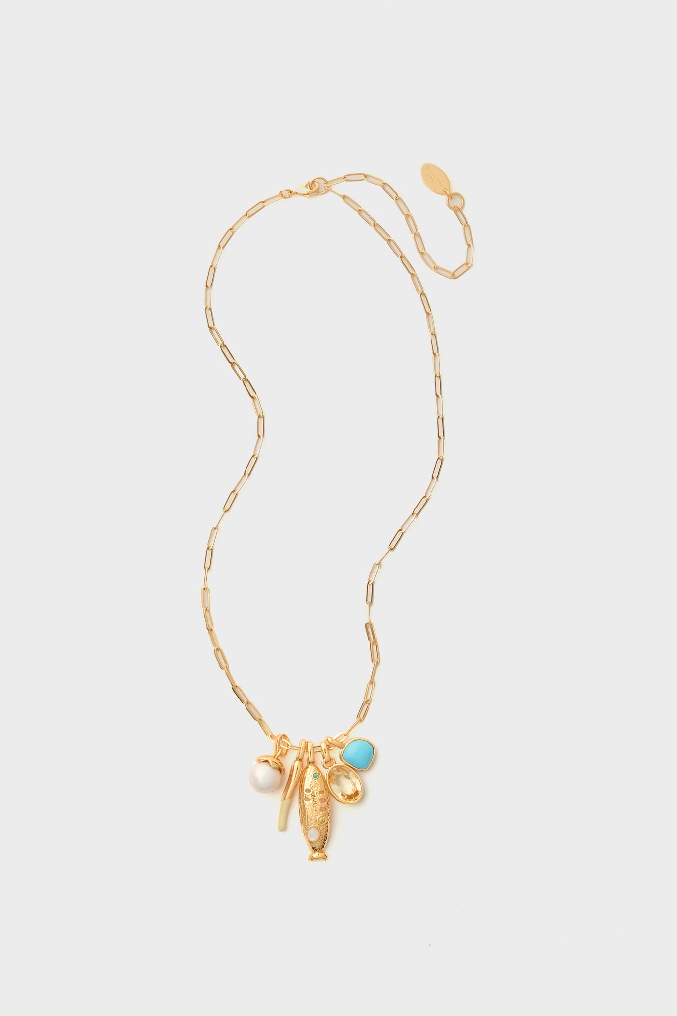 Gold Sardina Charm Necklace-Beilave