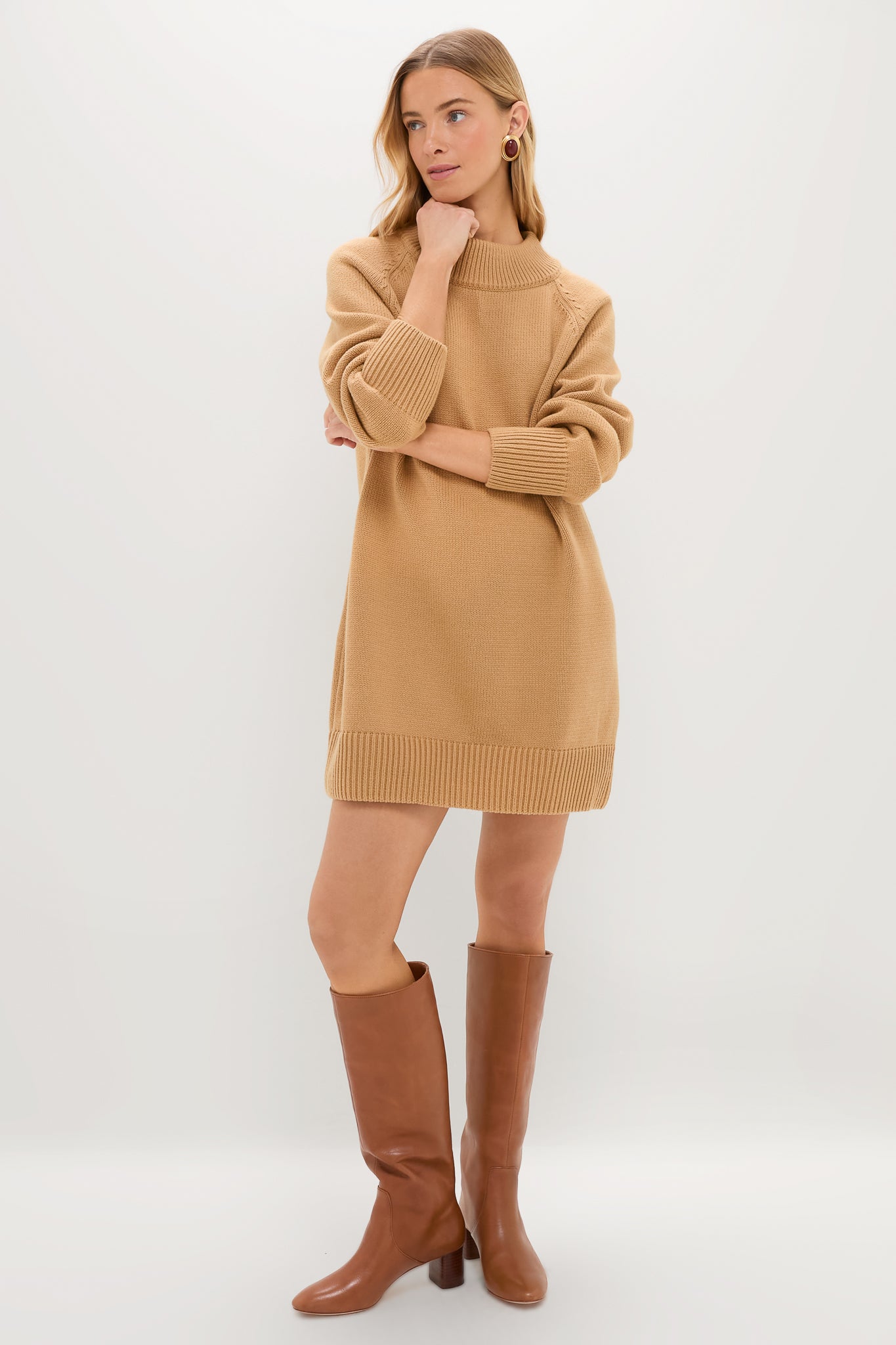 Heavyweight Camel Kristen Sweater Dress-Beilave