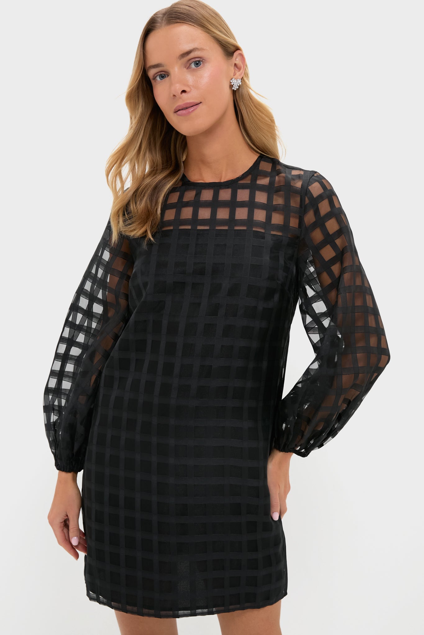 Organza Windowpane Janie Mini Dress-Beilave