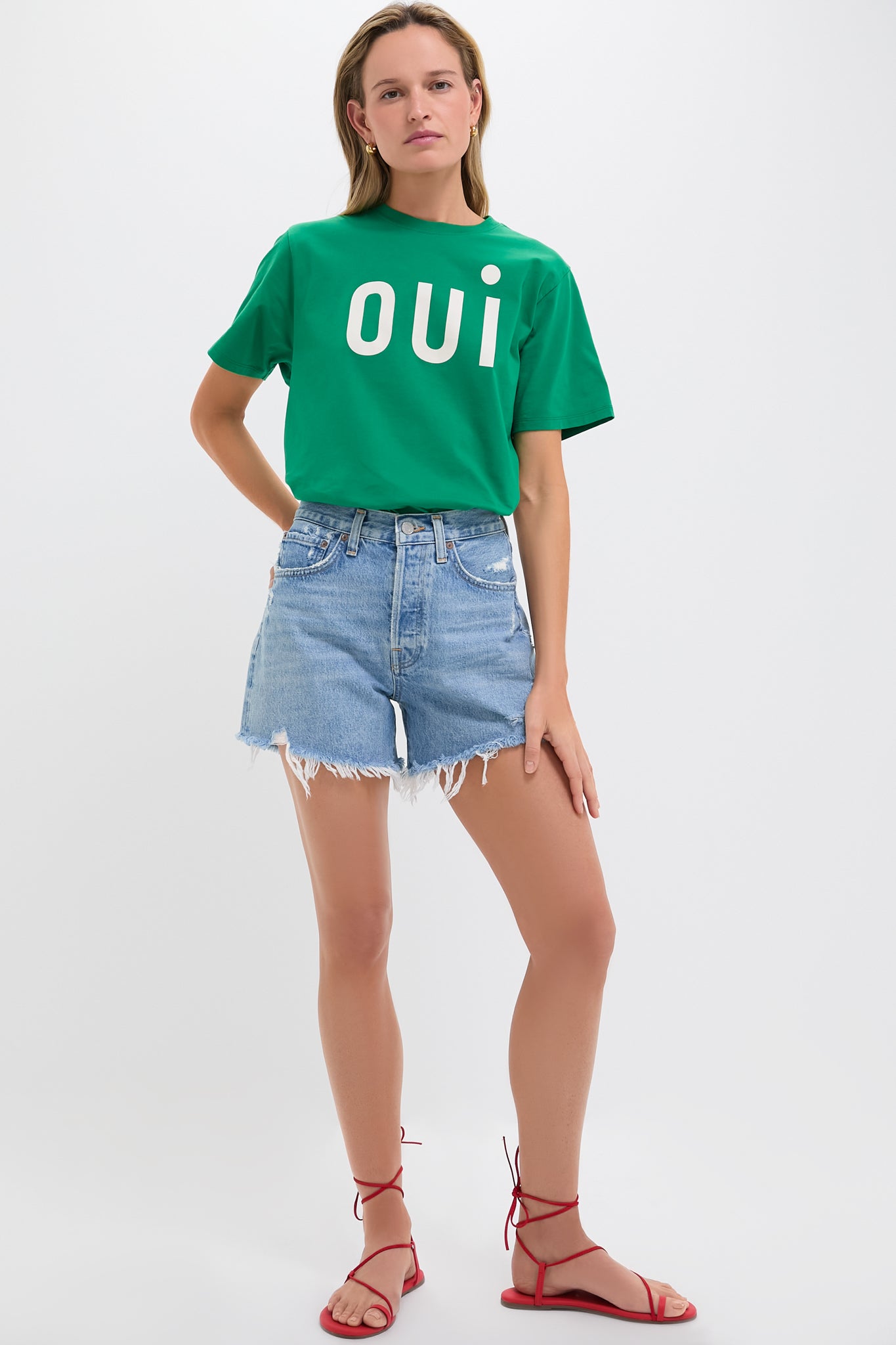 Green Apple with Printed Cream Oui Original Tee-Beilave