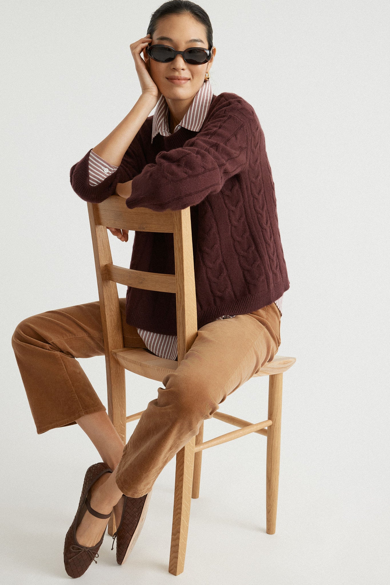 Washed Red Pointelle Stripe Nadine Boyfriend Button Down-Beilave