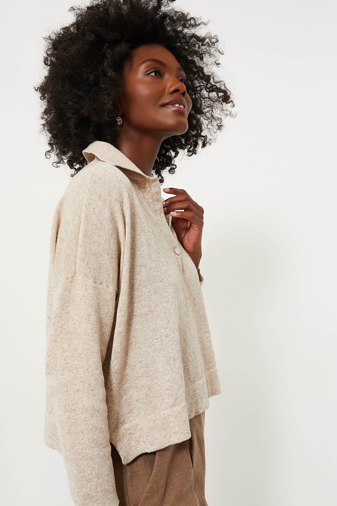 Tan Clayton Long Sleeve Knit Polo-Beilave