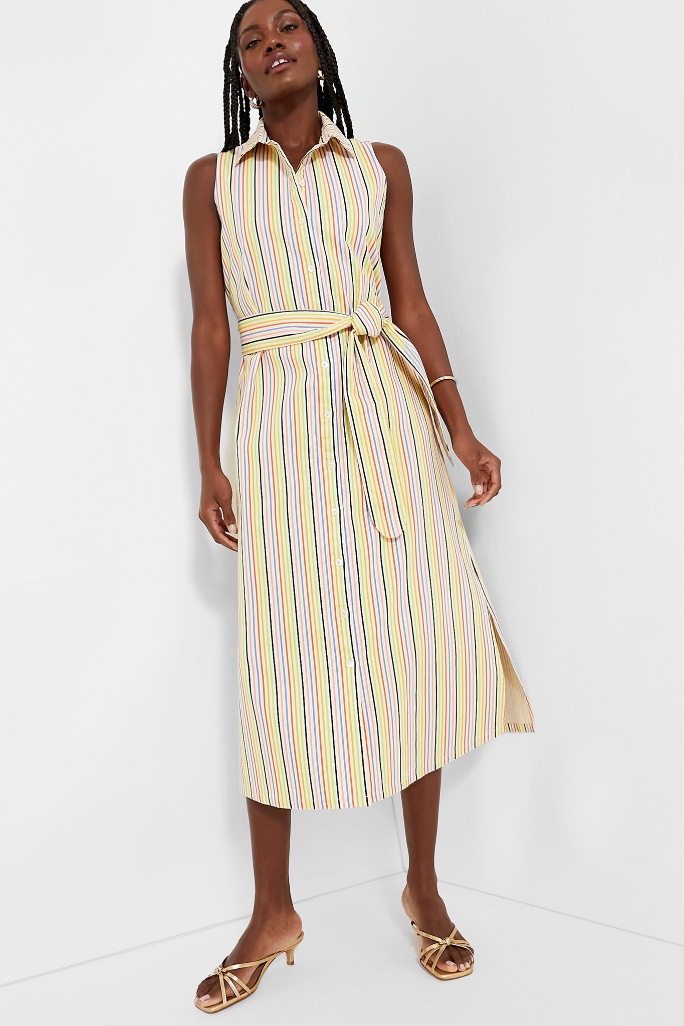Rainbow Stripe Sleeveless Riley Dress-Beilave