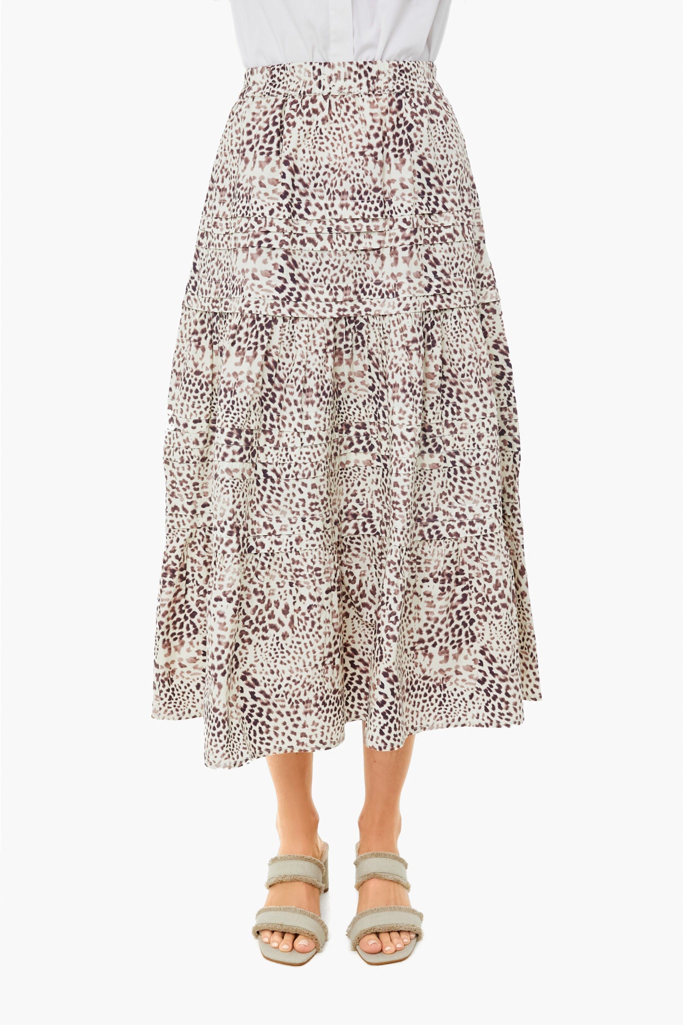 Day Calla Cheetah Pintuck Midi Skirt-Beilave