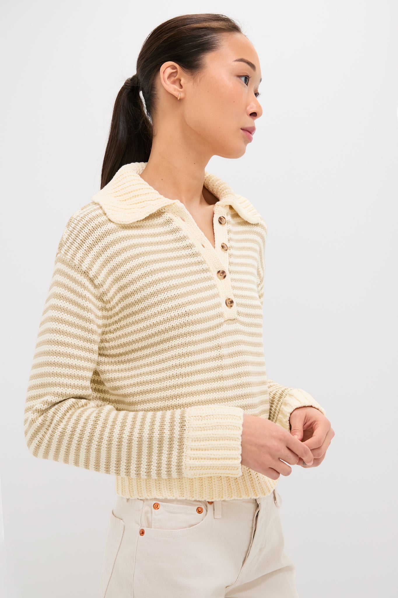 Striped Doro Henley Sweater-Beilave