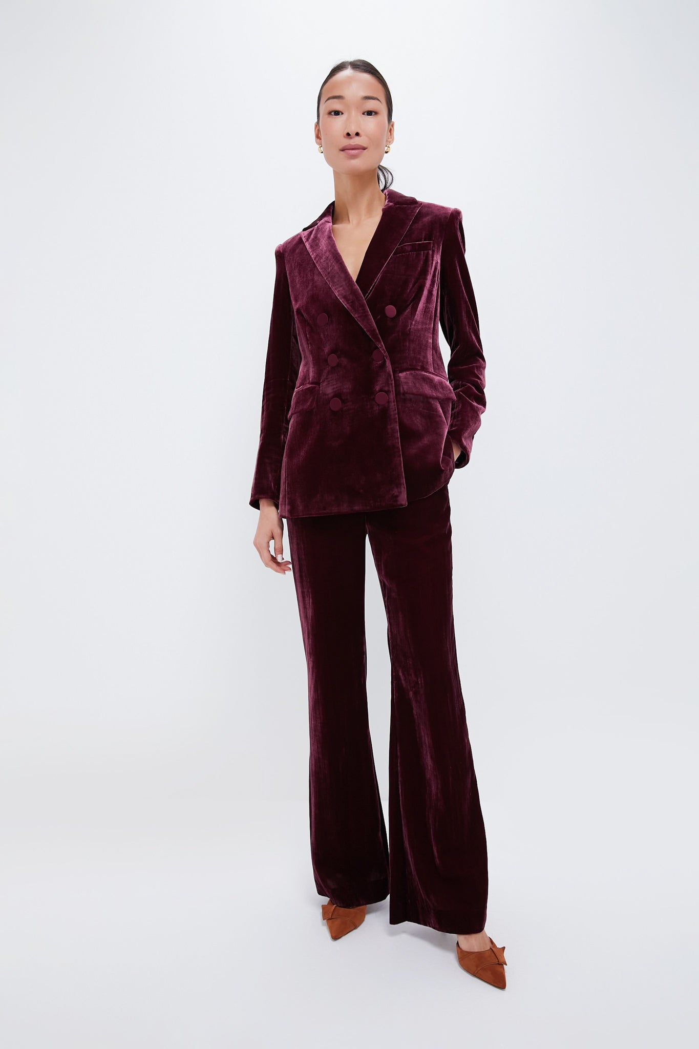 Wine Lebone Velour Pant-Beilave