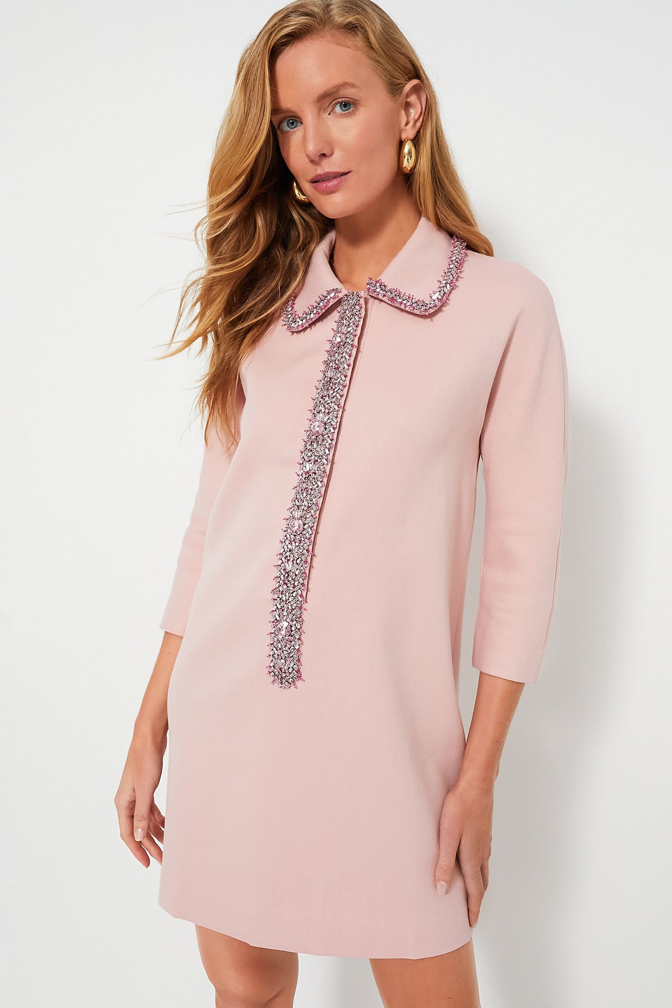 Powder Pink Embellished Nicola Dress-Beilave