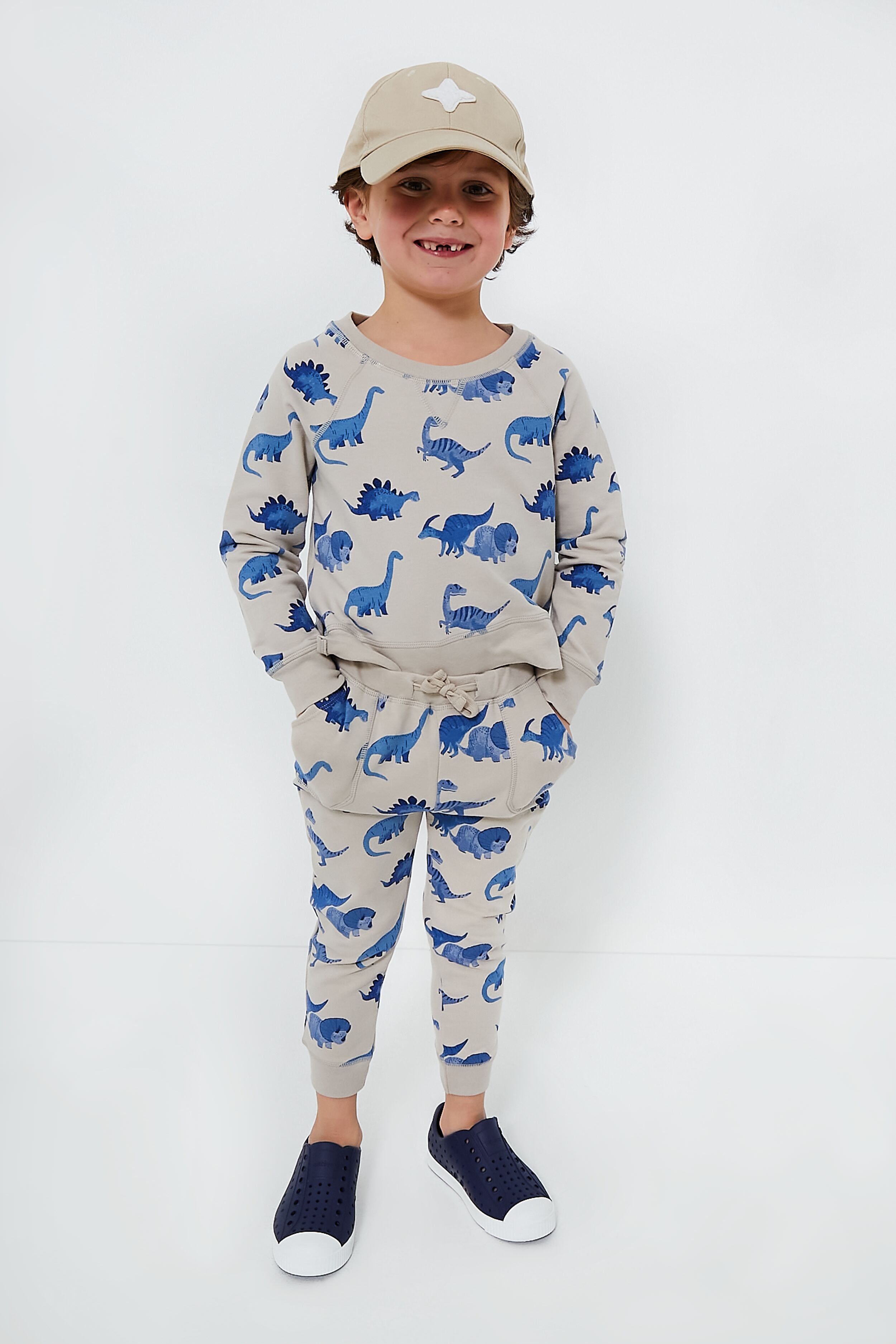 French Terry Dinos Raglan Sweatshirt and Jogger Set-Beilave