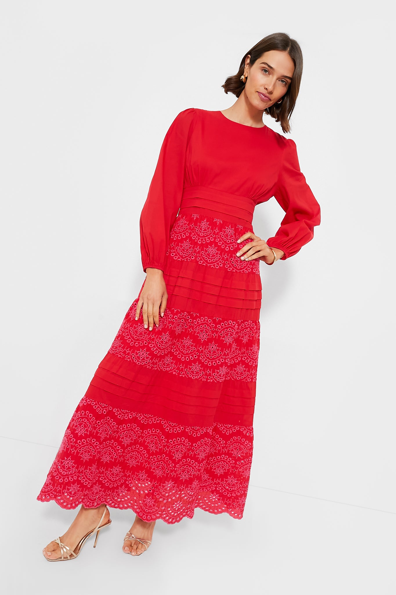 Red Eyelet Lola Maxi Dress-Beilave