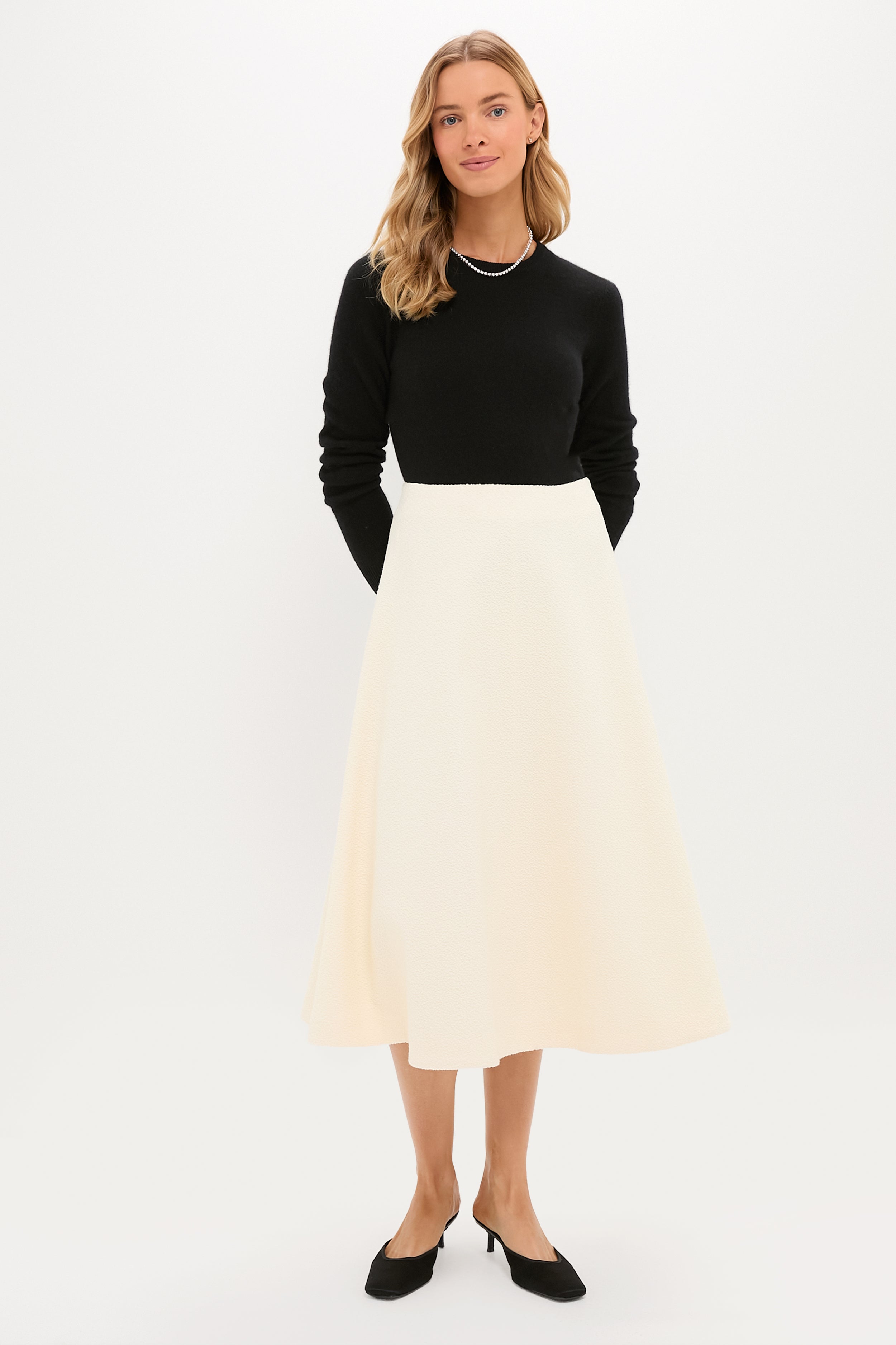 Cream Boucle Nicolette Skirt-Beilave